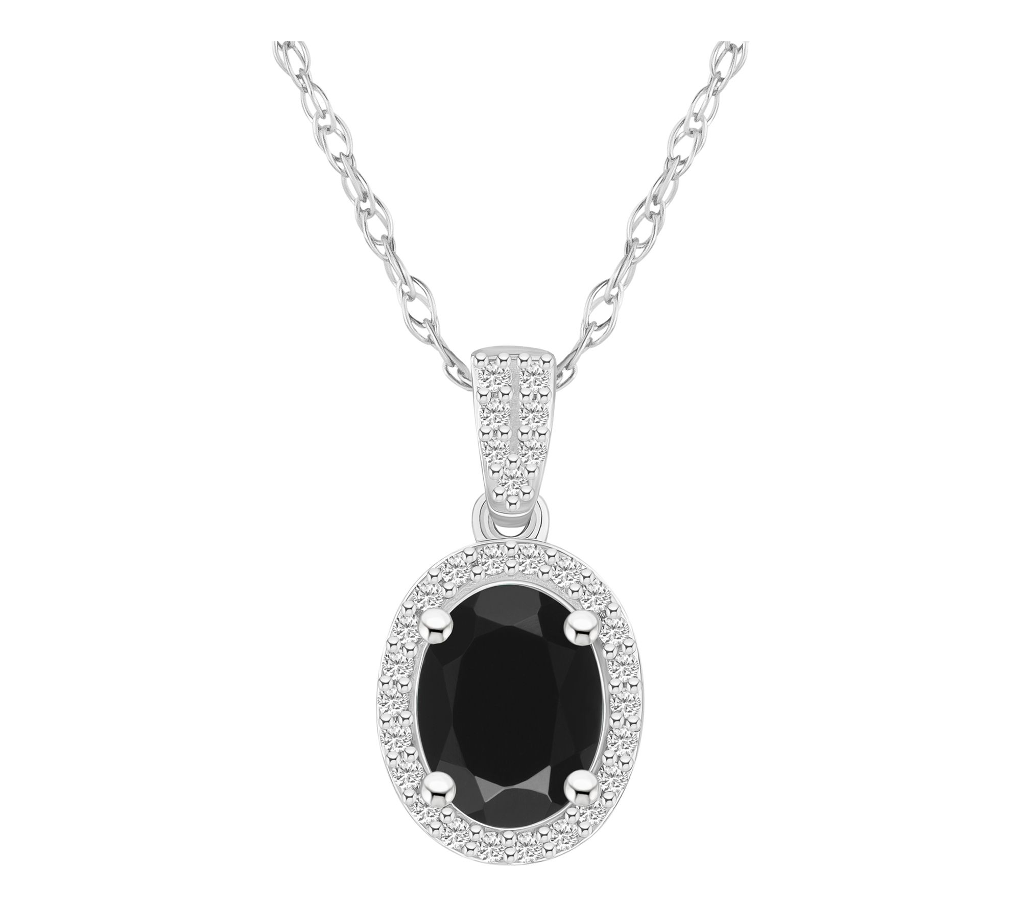 Affinity Gems Oval Gemstone Halo Pendant w/ Chain, 10K