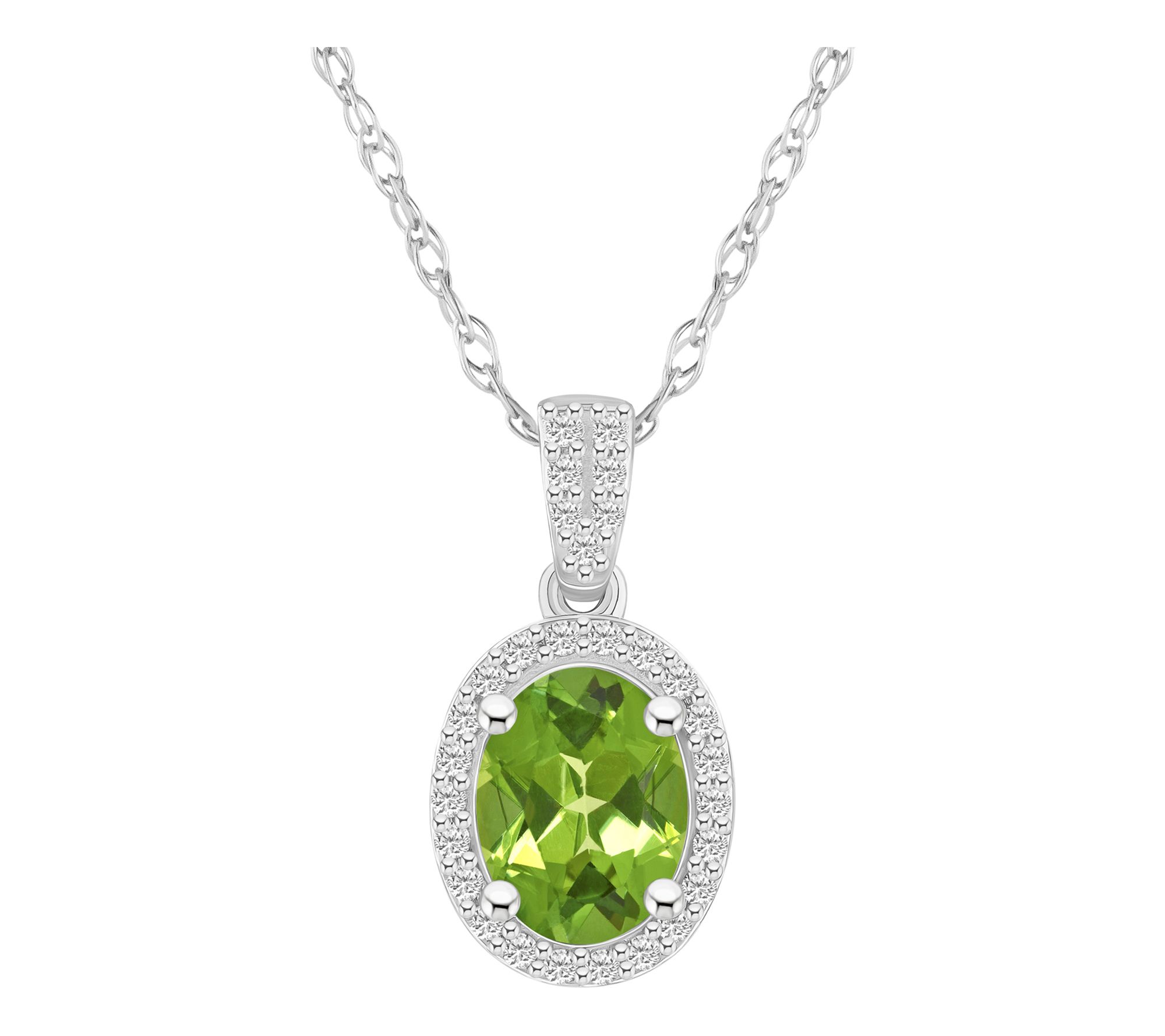 Affinity Gems Oval Gemstone Halo Pendant w/ Chain, 10K
