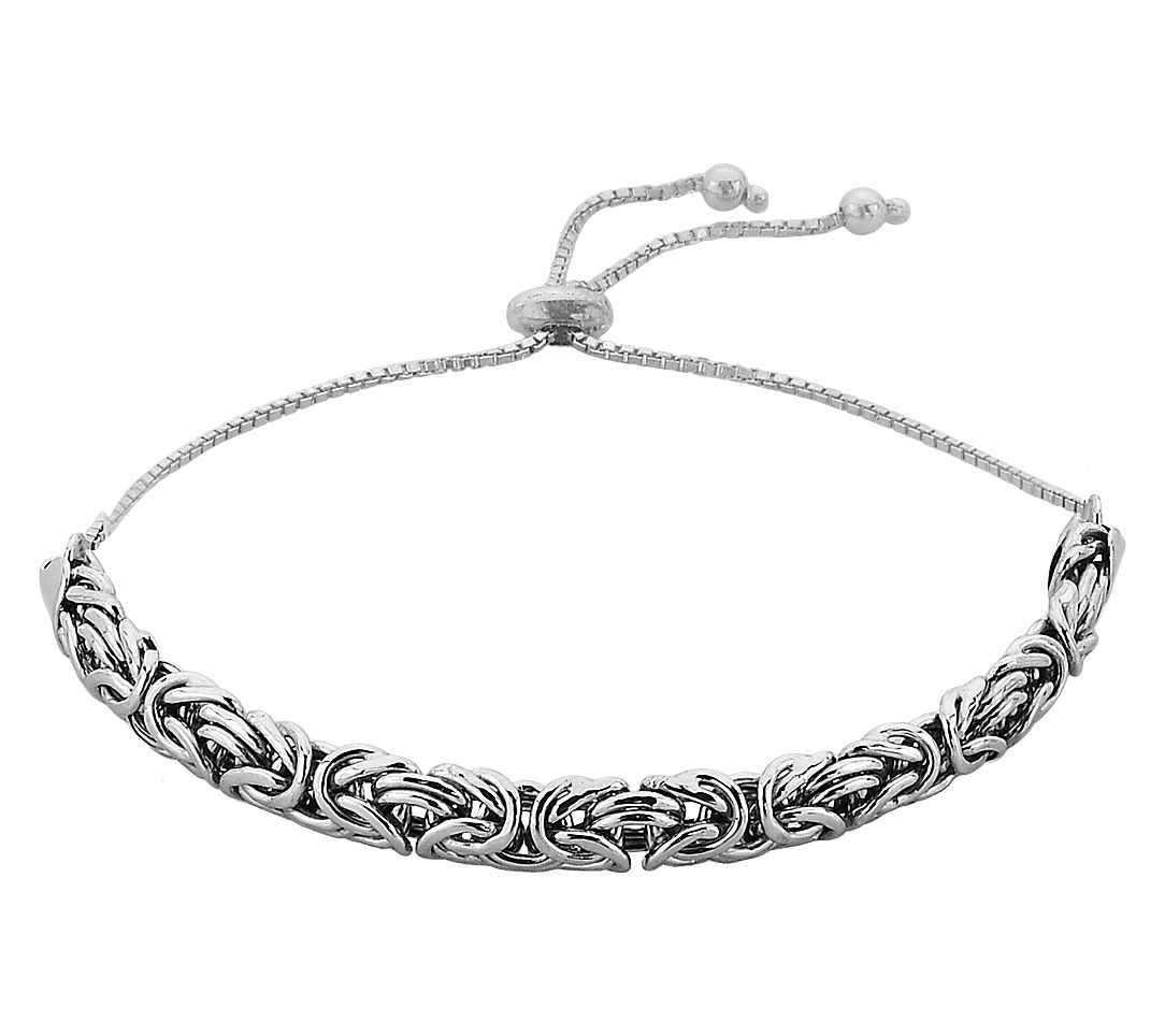 Silver Style Adjustable Byzantine Chain Bracele t, Sterling