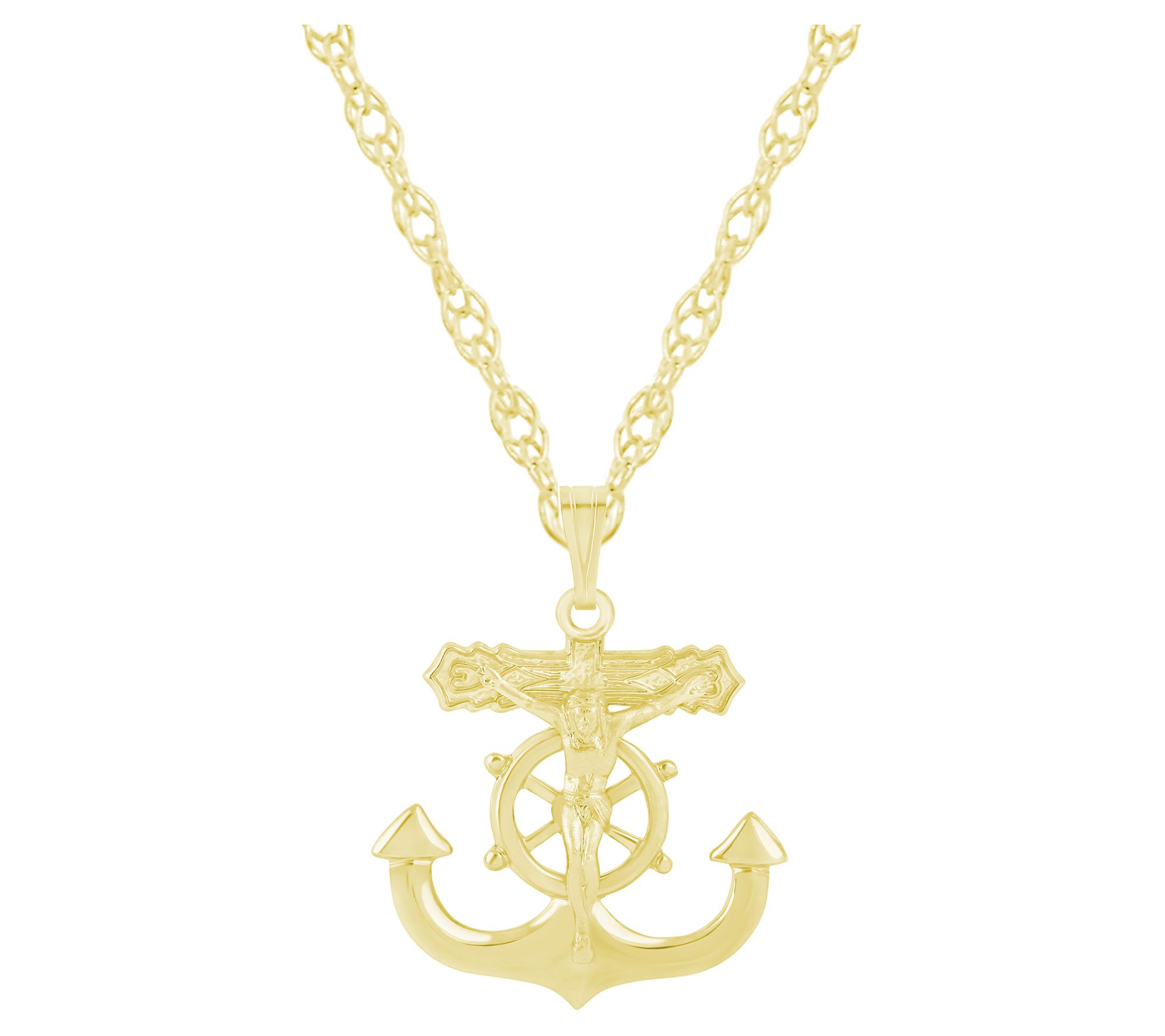 Sterling Silver Anchor Crucifix Pendant w/ Chain