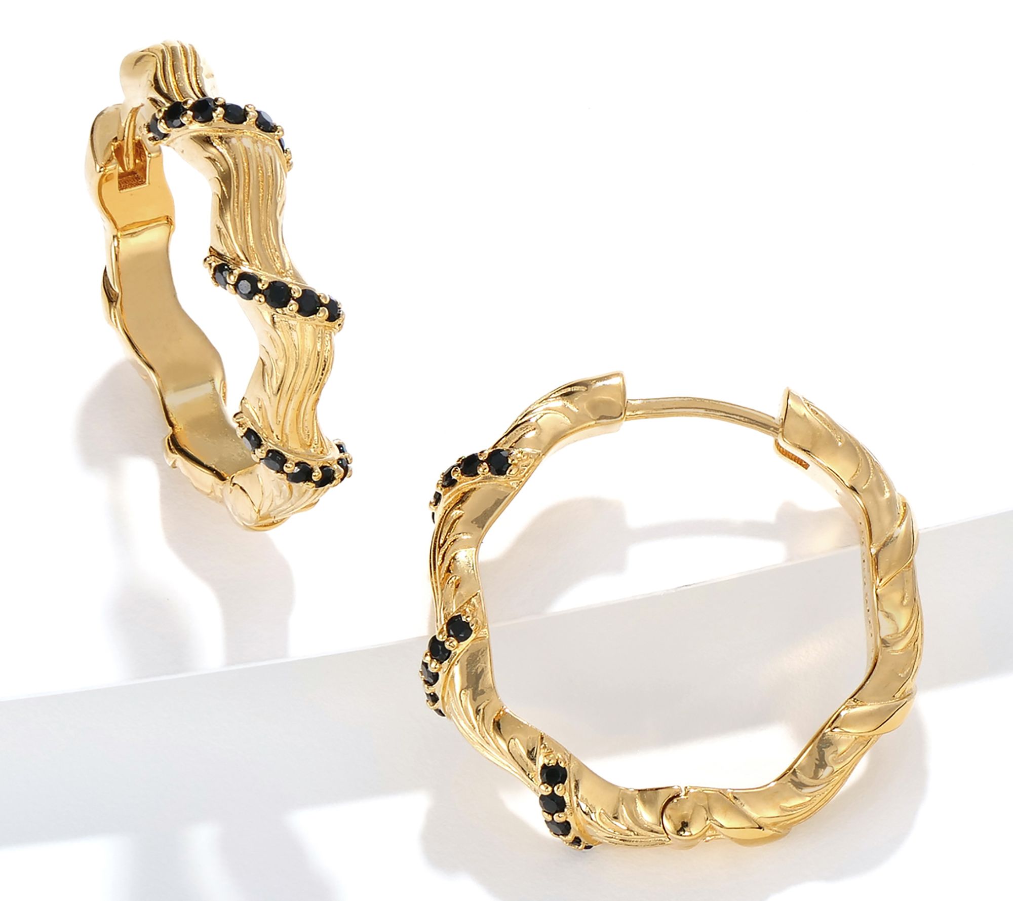"As Is" Christian James Wrapped 18K Clad Gemstone Hoop Earrings