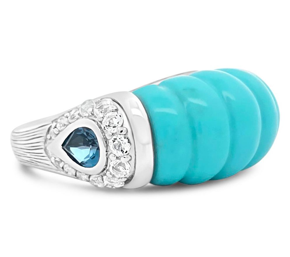 Ariva Sterling Silver Turquoise & Topaz ChathamRing