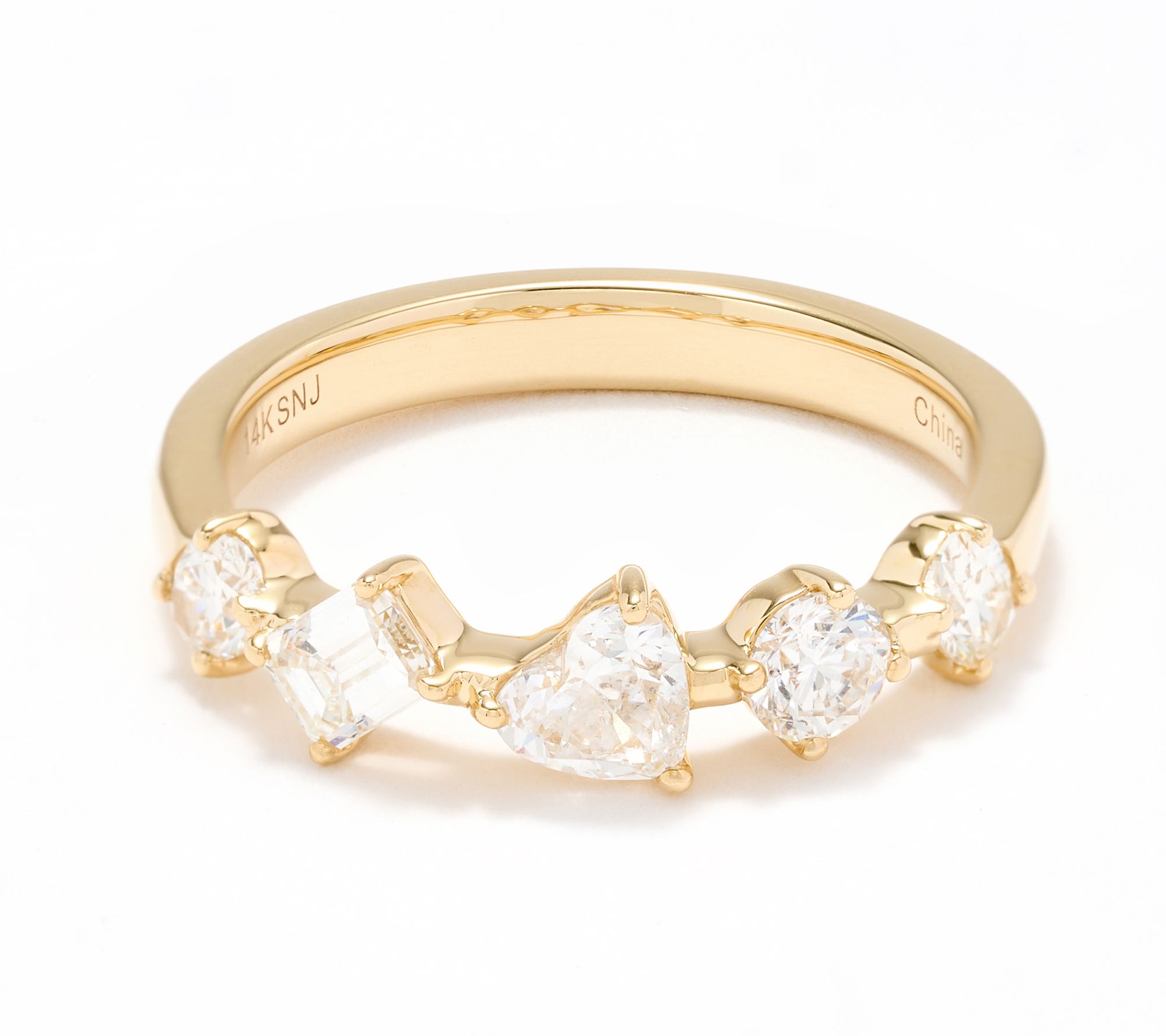 Affinity Diamonds 1.00 cttw Mixed Cut 5 Station Ring, 14K Gold