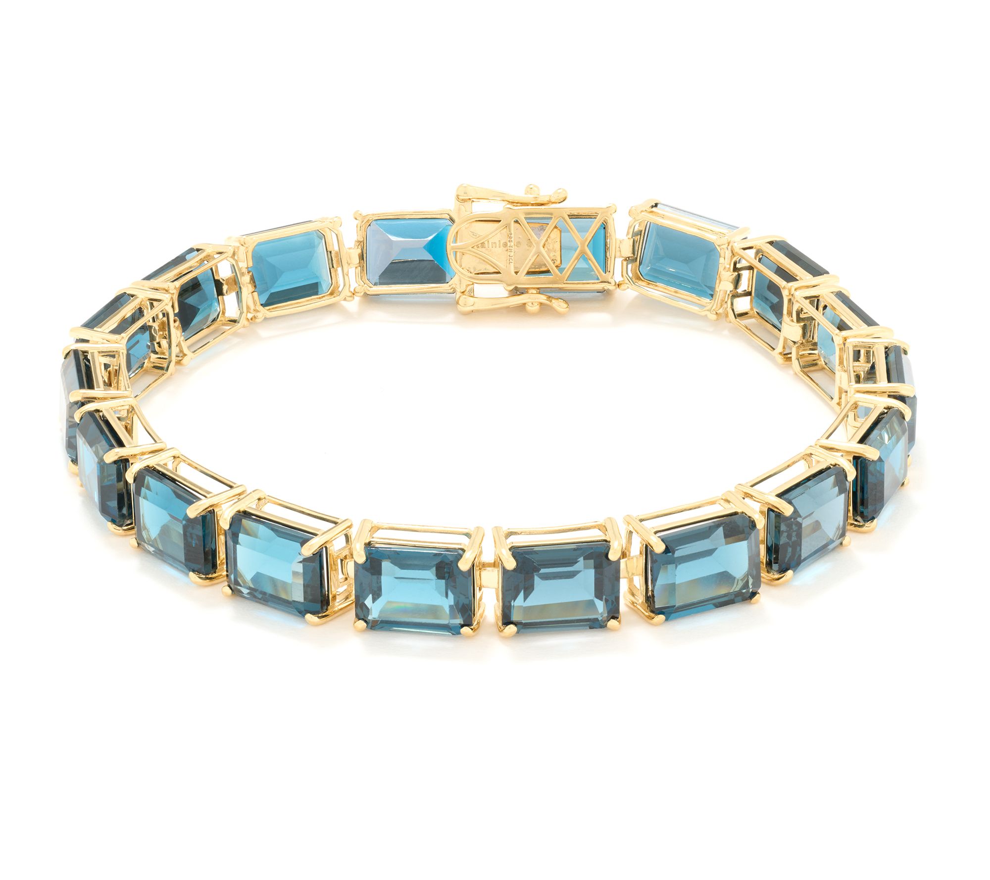 Affinity Gems Emerald London Blue Topaz Tennis Bracelet Sterling Silver