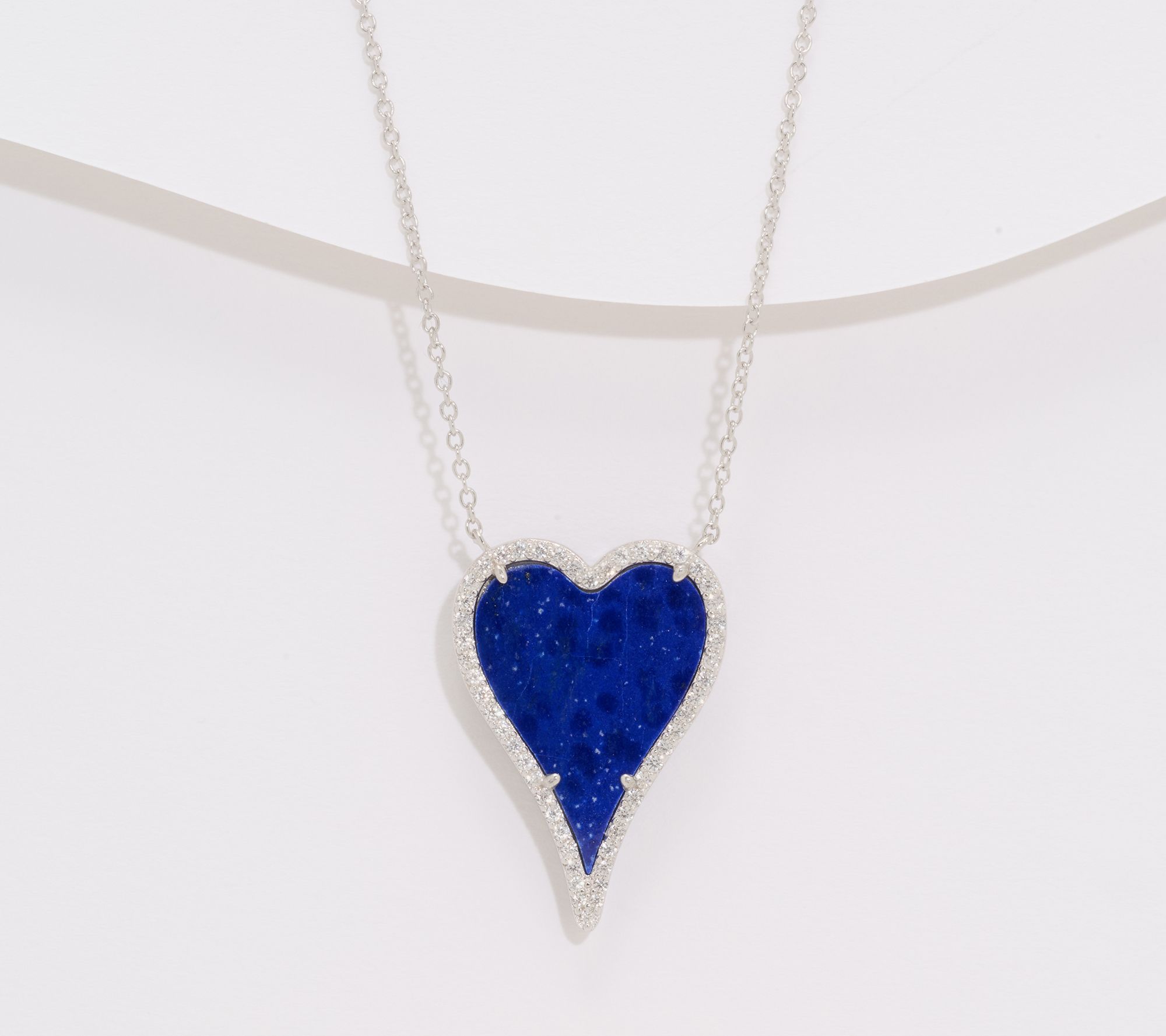JEN by Jennifer Miller Lapis Elongated Heart Necklace, Sterling Silver