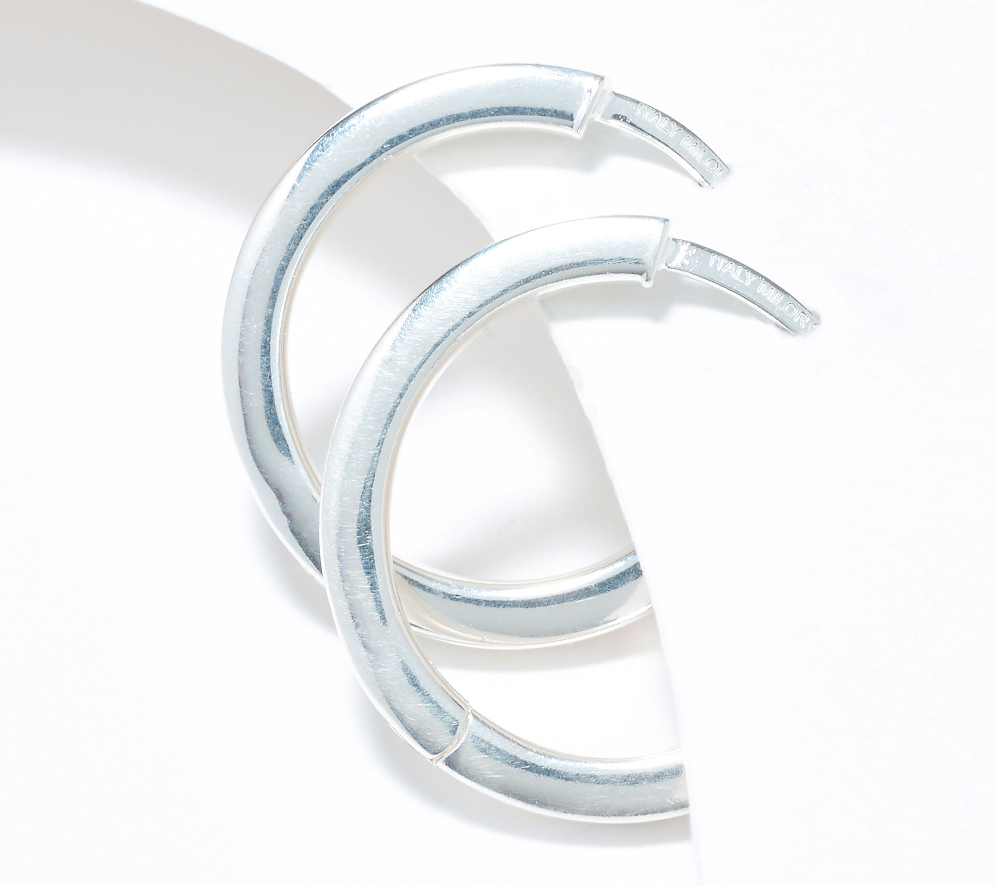 "As Is" UltraFine 950 Silver Safety Lock 1" Hoop Earrings