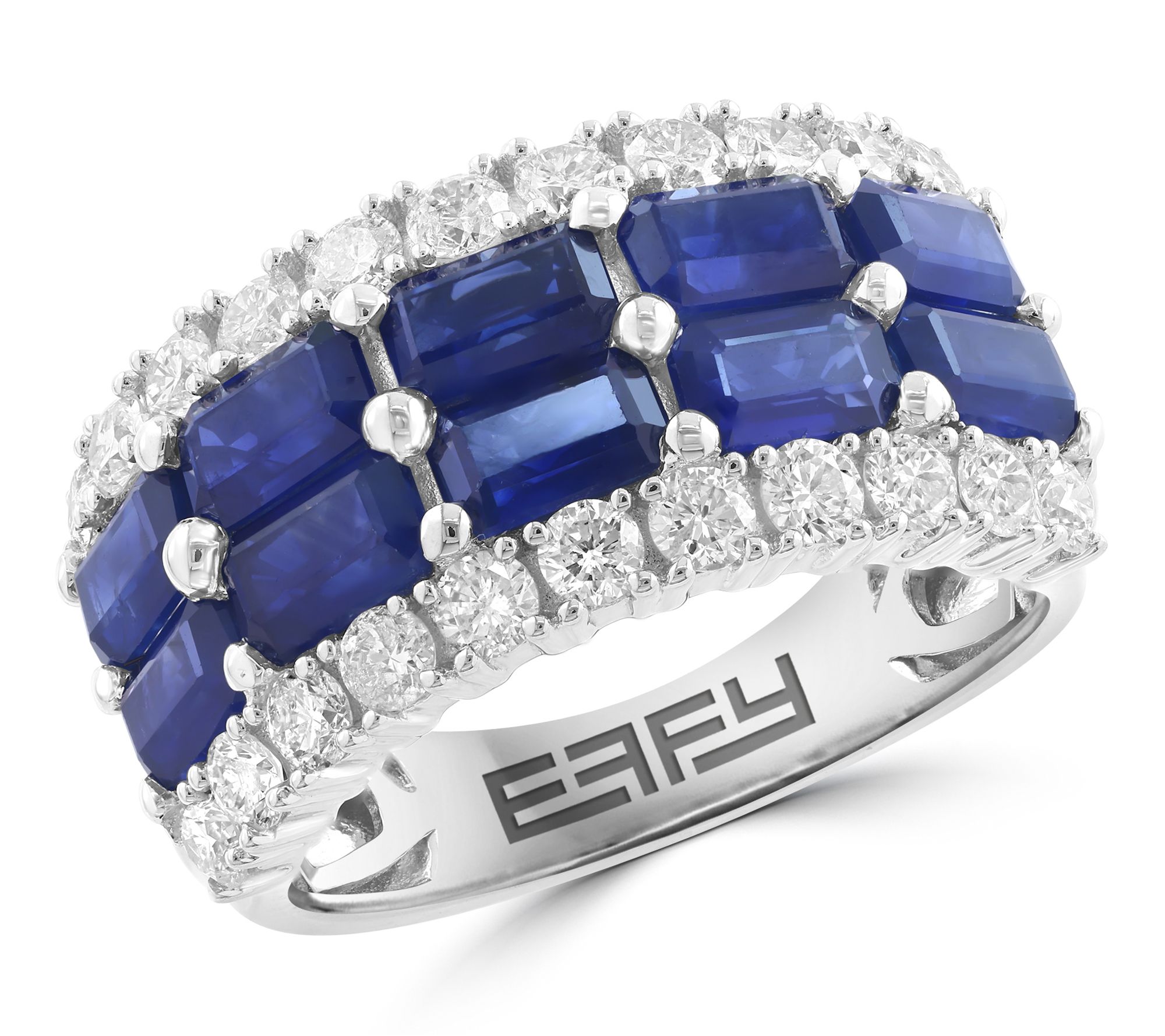 Effy Natural Sapphire & Diamond Ring, 14K WhiteGold