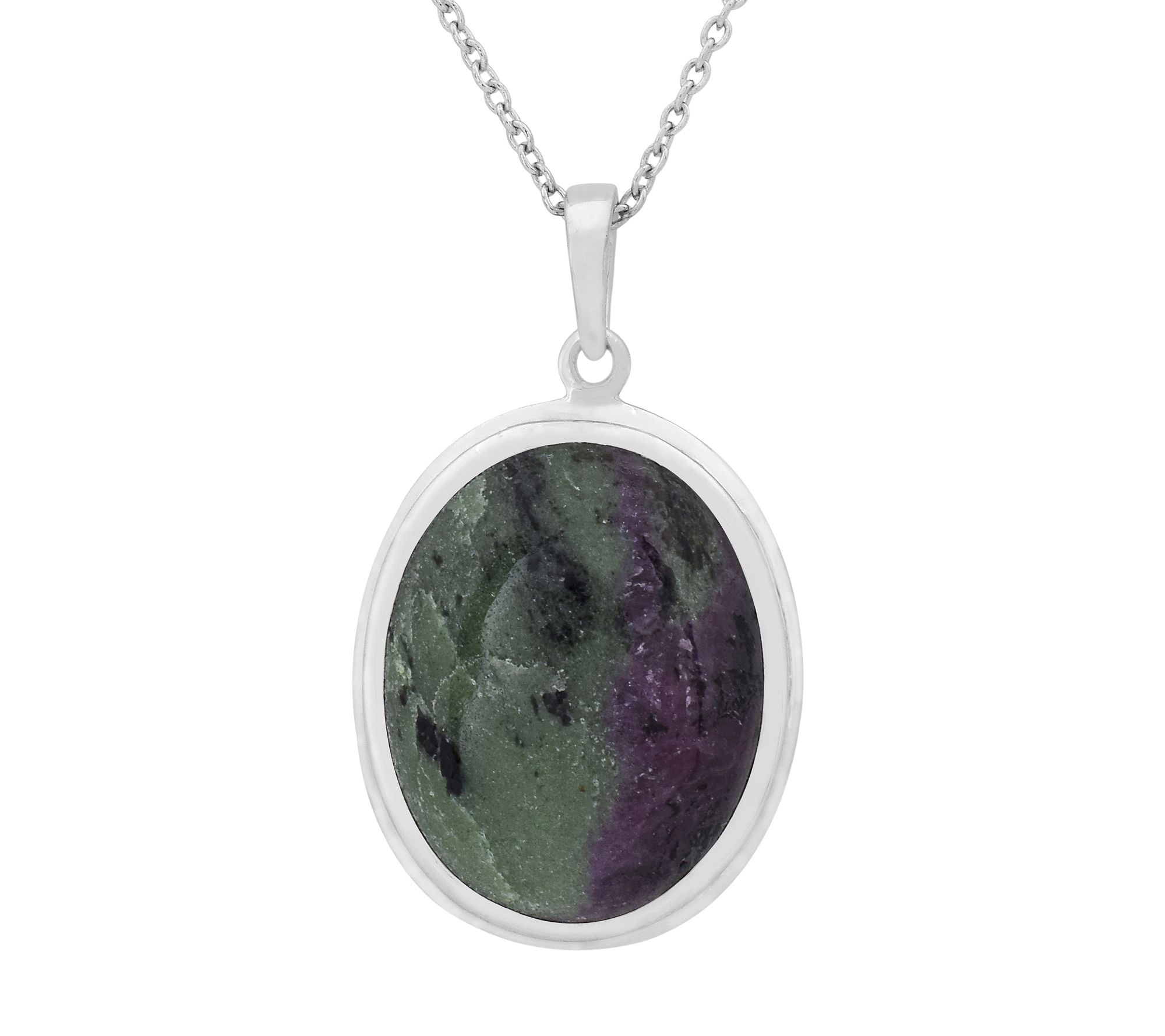 Affinity Gems Ruby Zoisite Pendant w/ Chain, Sterling Silver
