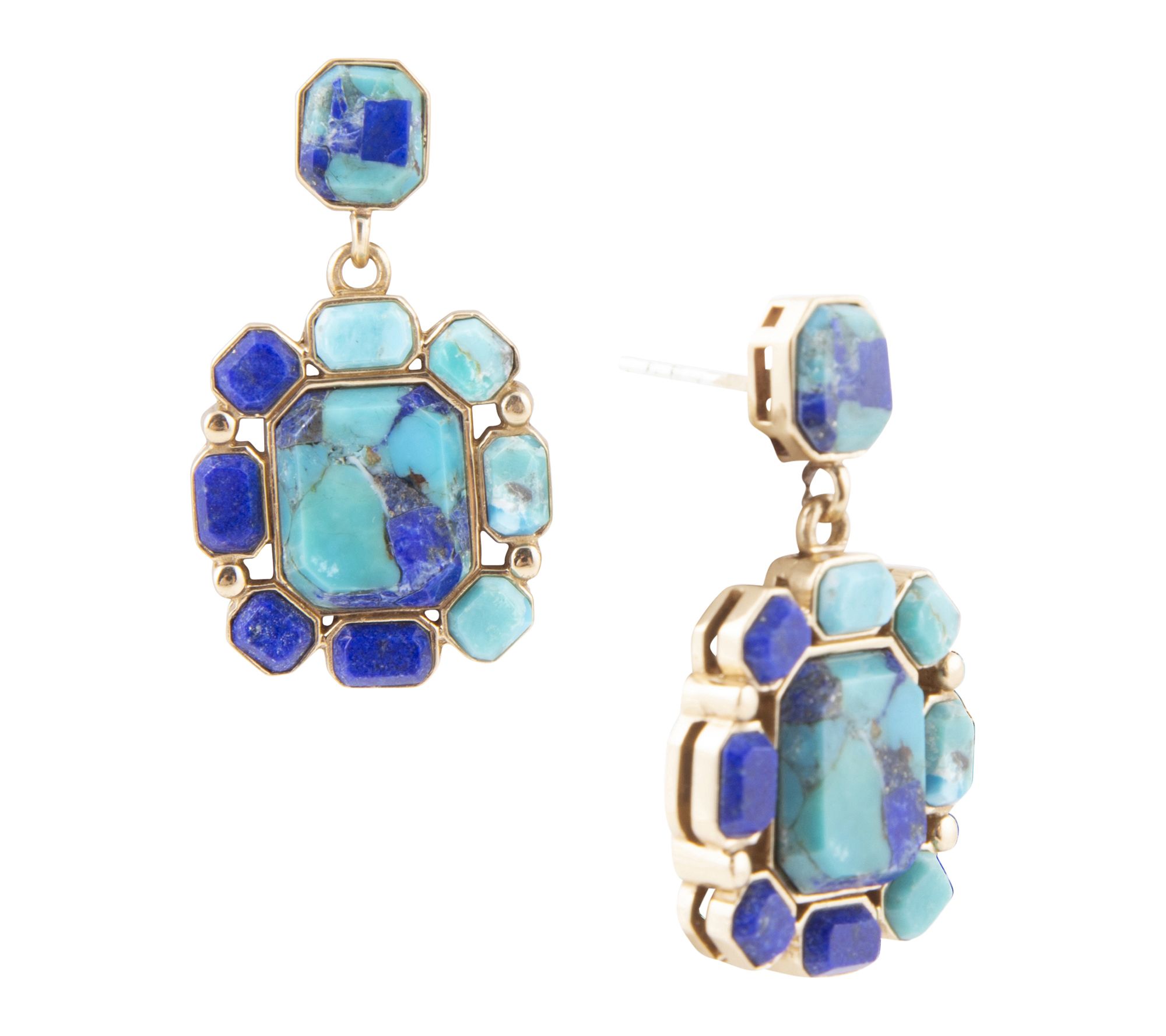 Barse Artisan Crafted Duality Blue Lapis & Turquoise Earrings