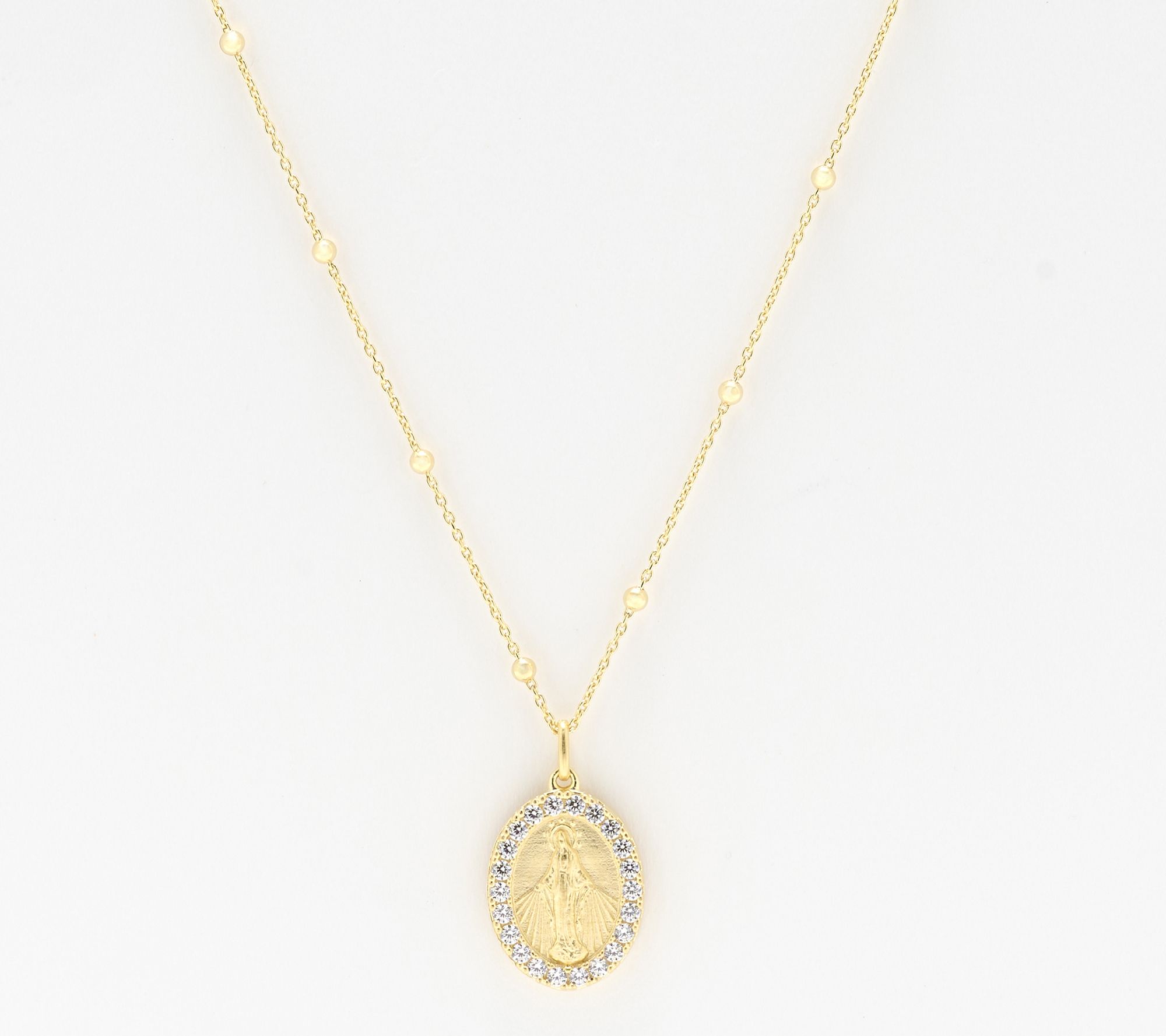 Diamonique Italia Miraculous Madonna Pave Necklace, Sterl