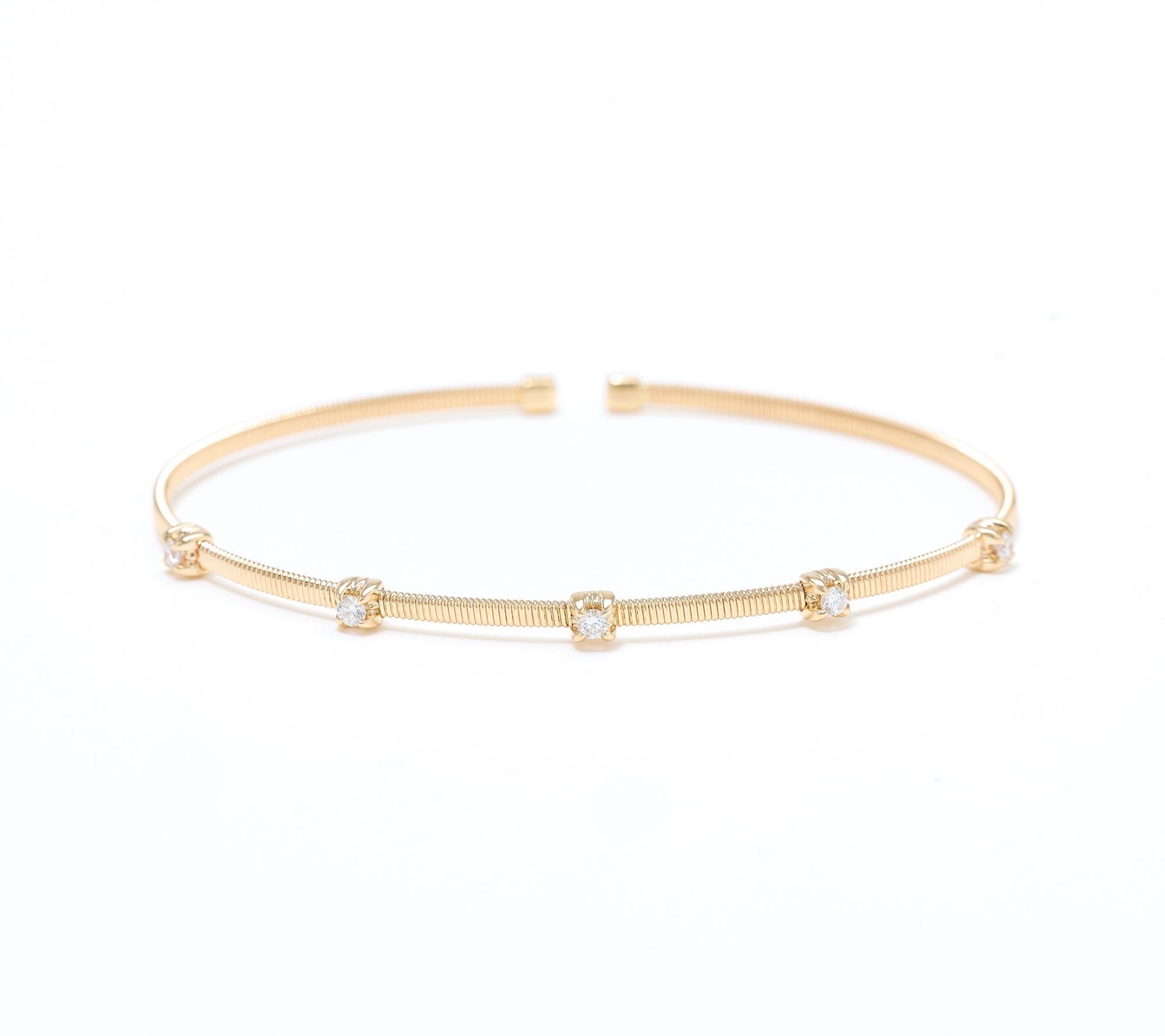 Affinity Diamonds 0.25 cttw Textured Station Bangle, 14k