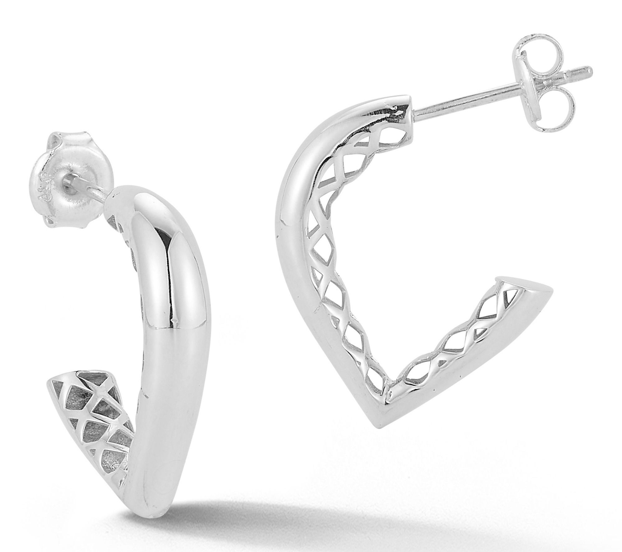 Sterlina Silver Polished Curve Hoop Earrings, Sterling