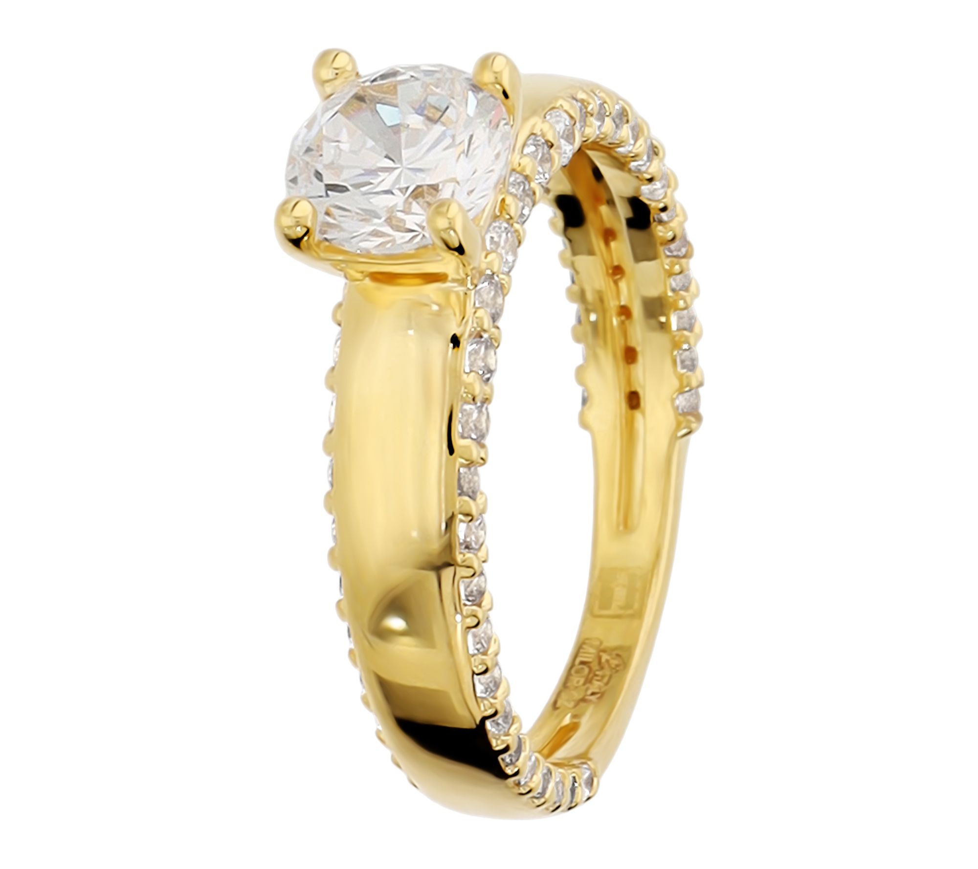 Diamonque x Bronzo Italia Pave Band Solitaire Ring