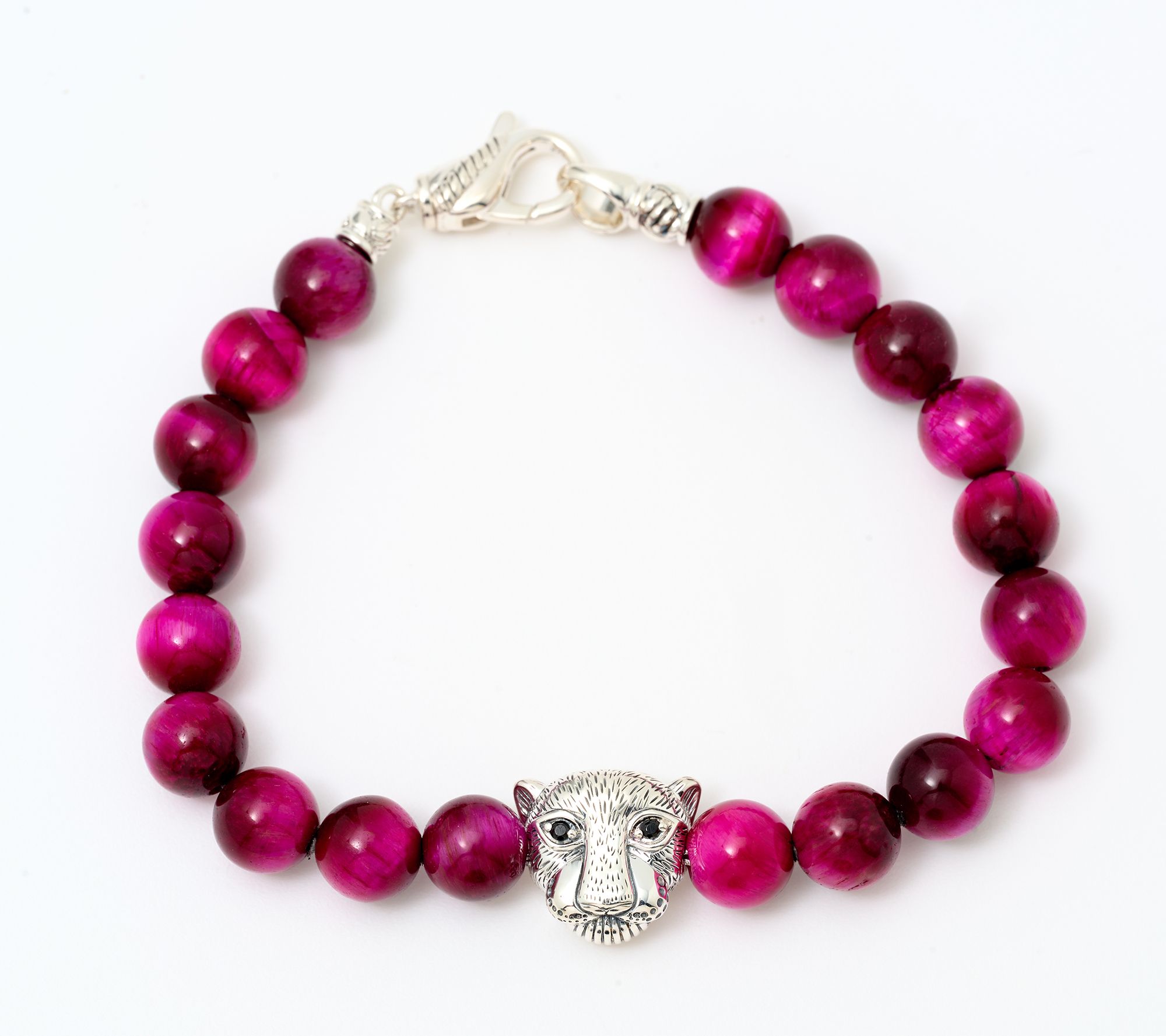 JAI Sterling Silver Figurative Gemstone Bead Bracelet