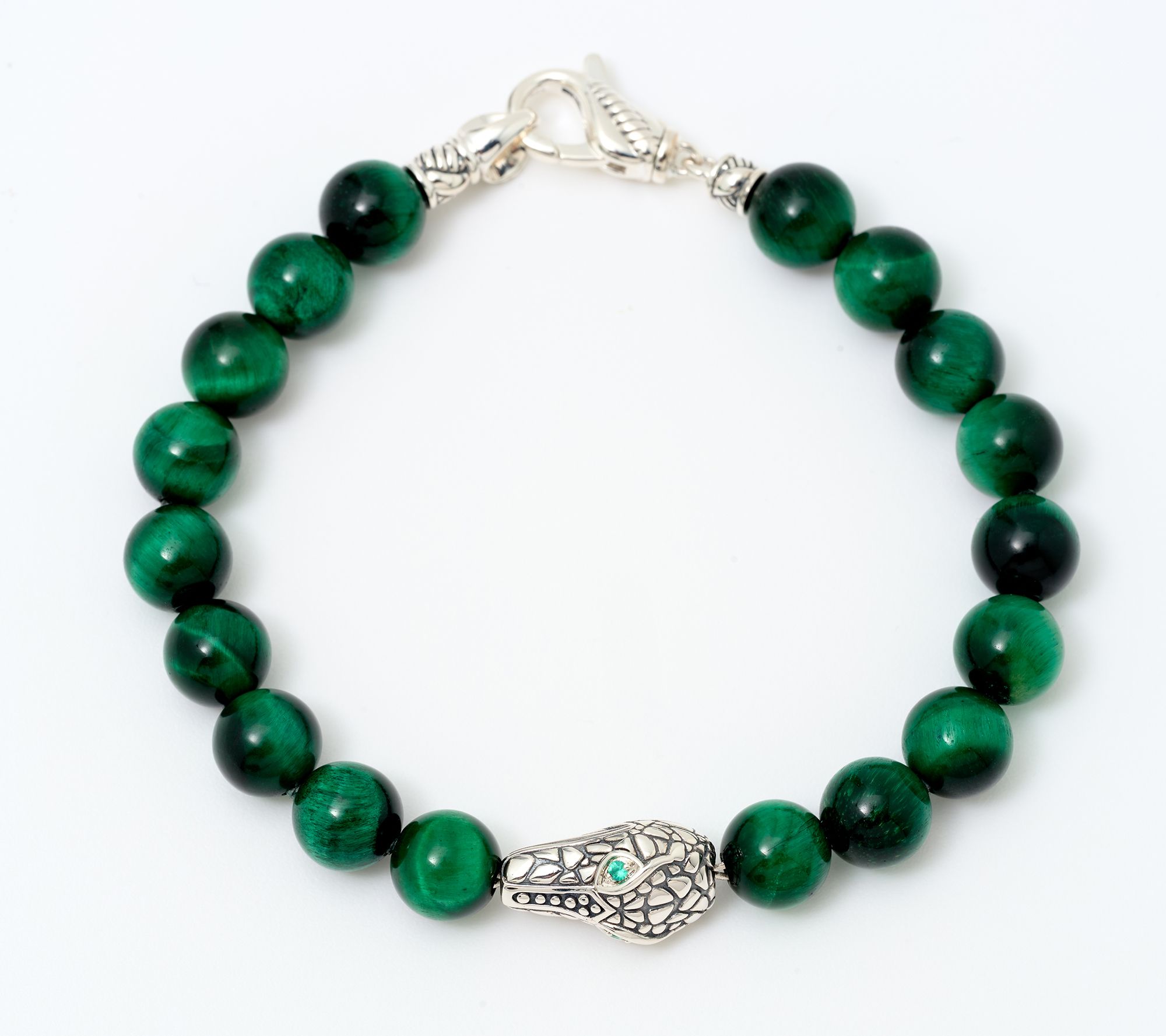 JAI Sterling Silver Figurative Gemstone Bead Bracelet