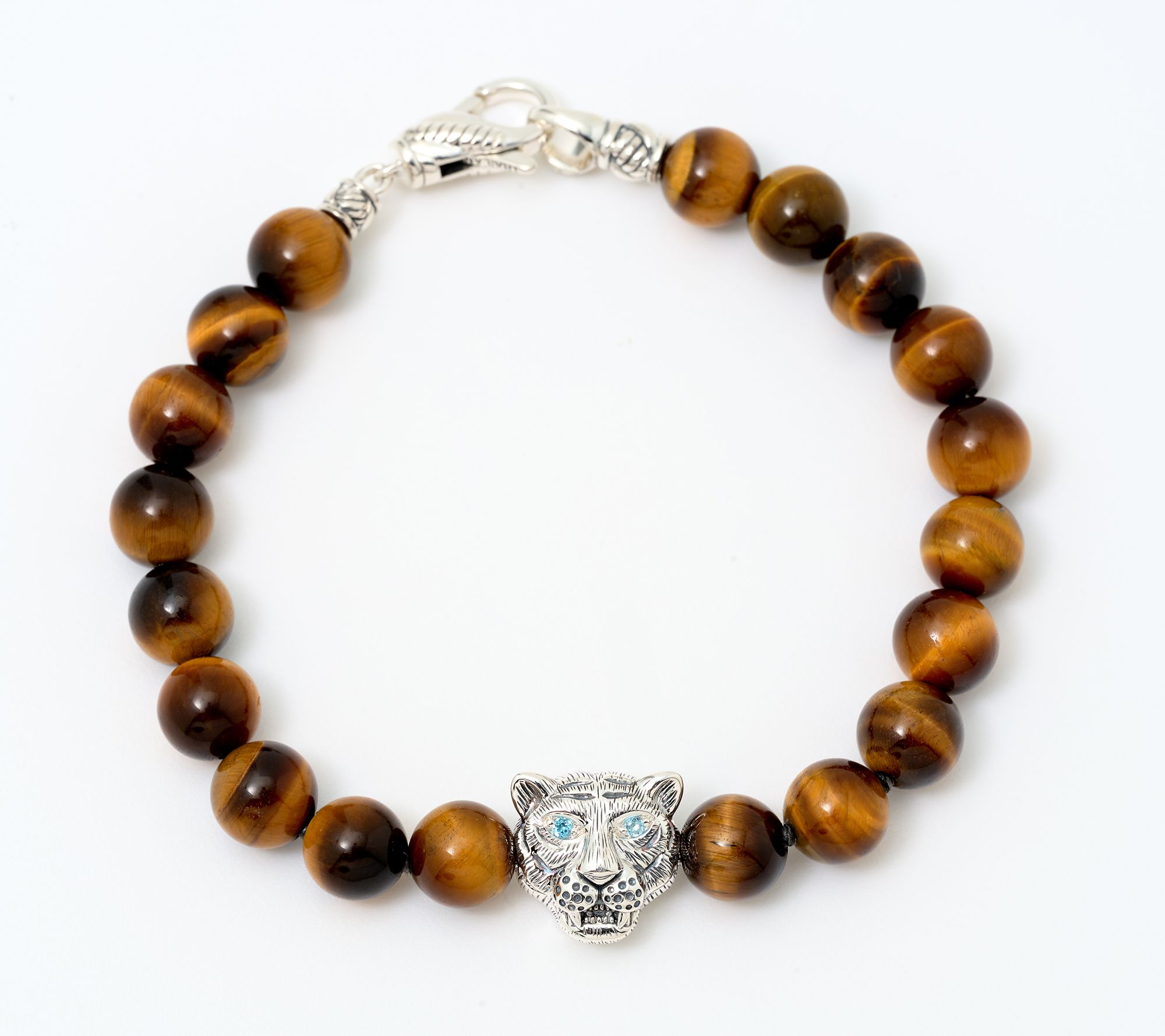 JAI Sterling Silver Figurative Gemstone Bead Bracelet