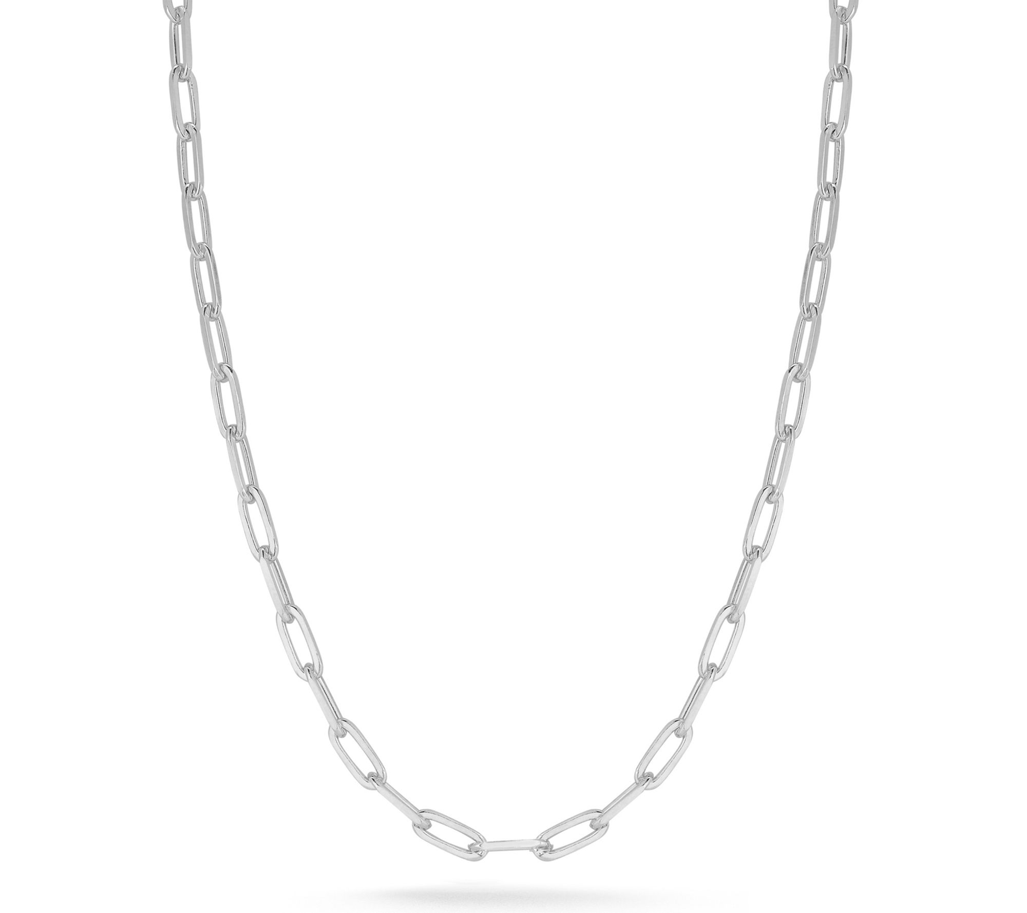 Italian Silver 24" Paperclip Chain Necklace, Sterling