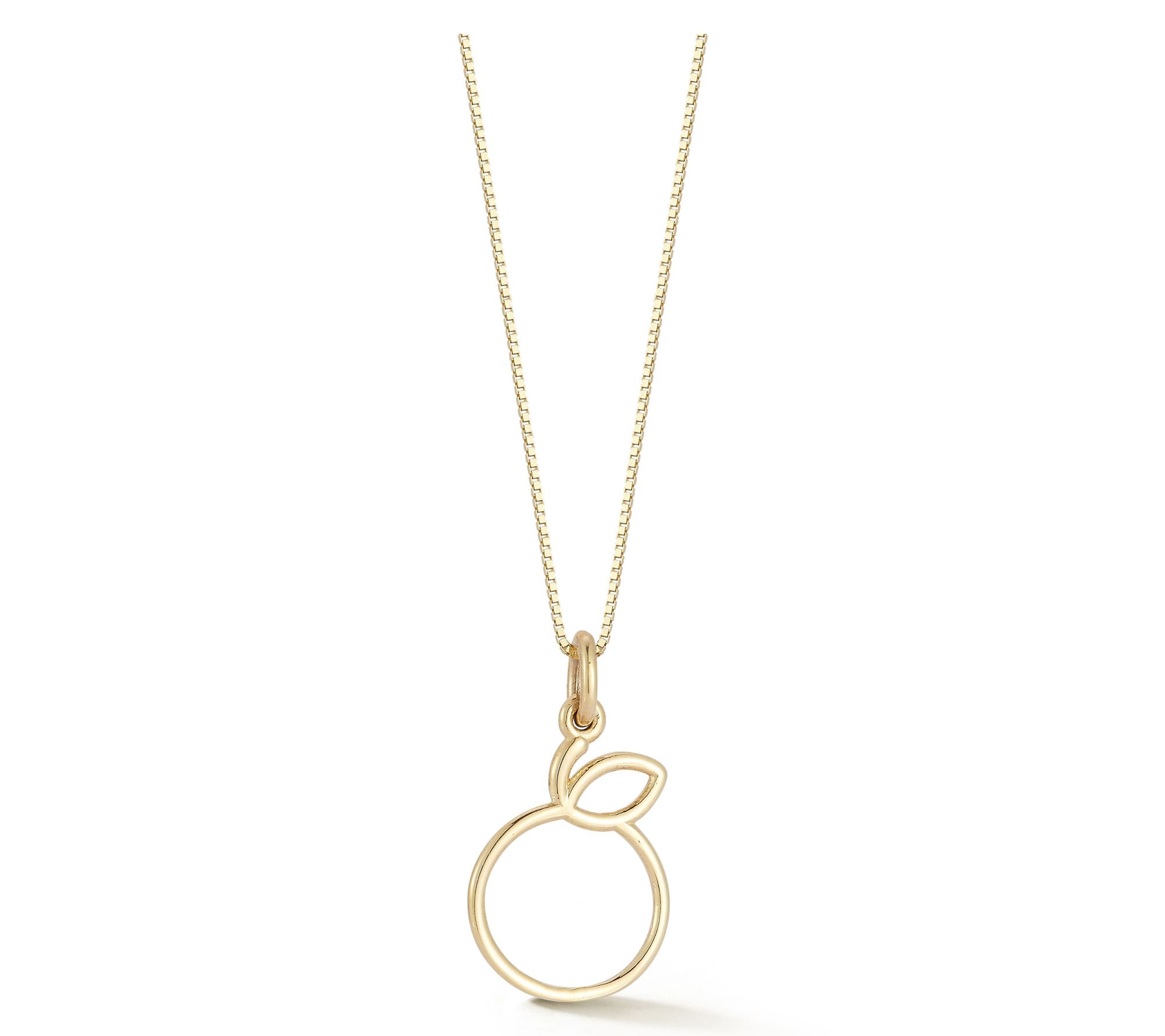 Italian Gold Orange Pendant w/ Chain, 14K