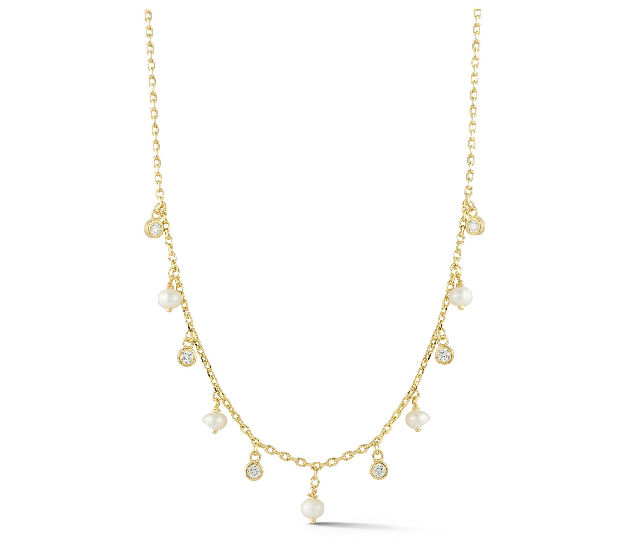 Sterlina Silver Cultured Pearl Charm Necklace,Sterling