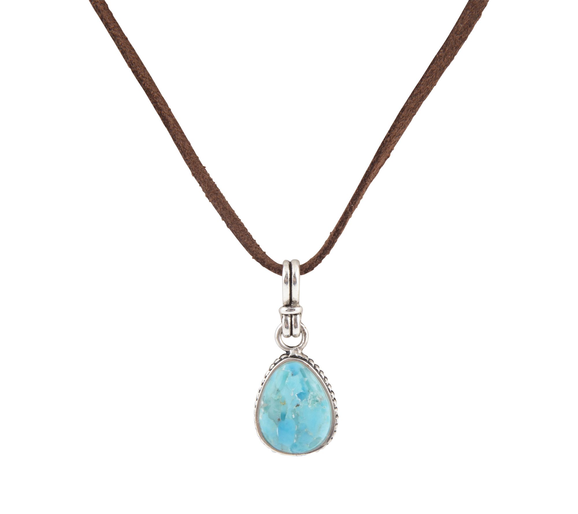 Barse Artisan Crafted Turquoise Pendant w/ Leather Cord