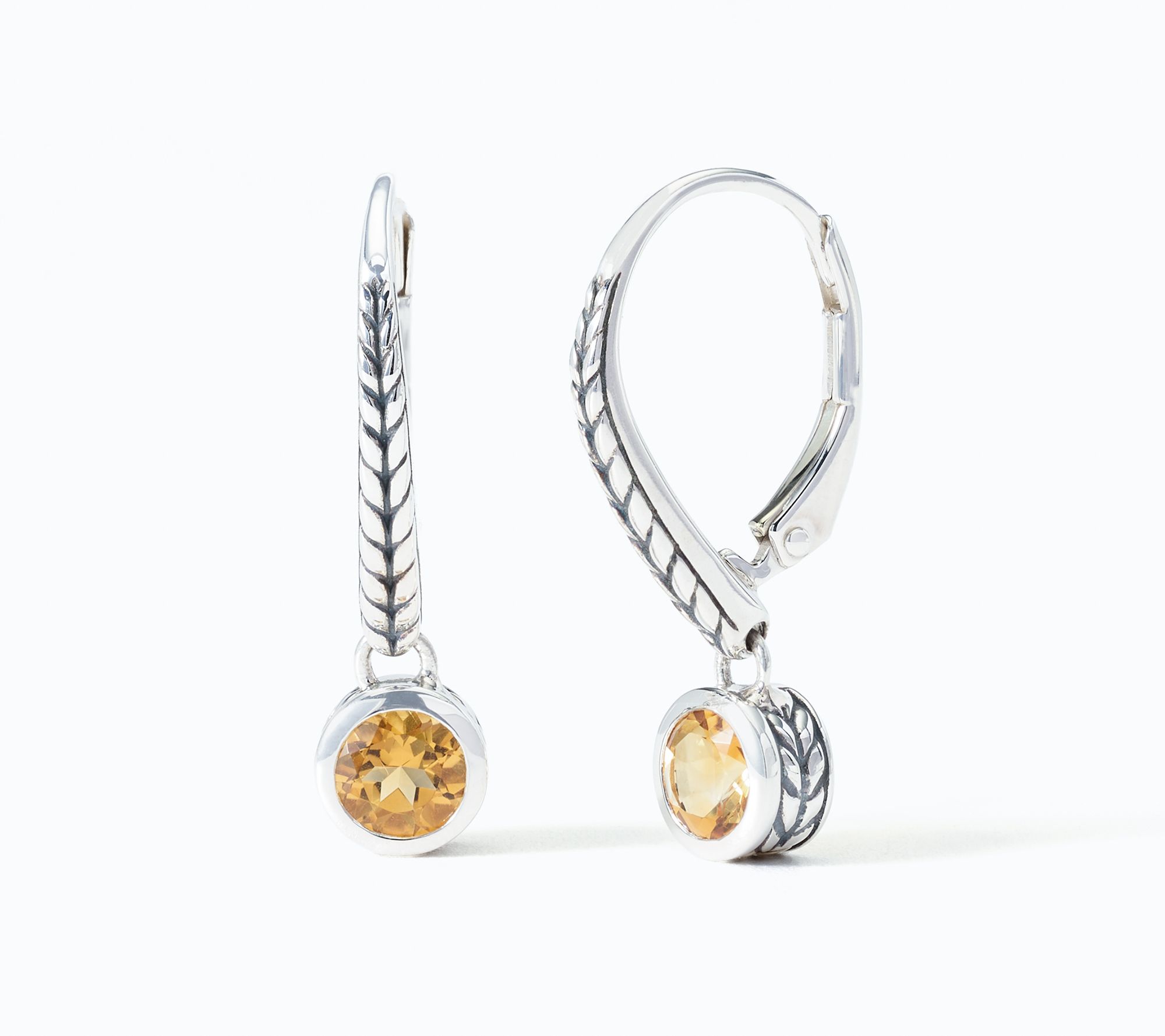 JAI Sterling Silver Bezel Set Gemstone Leverbacks