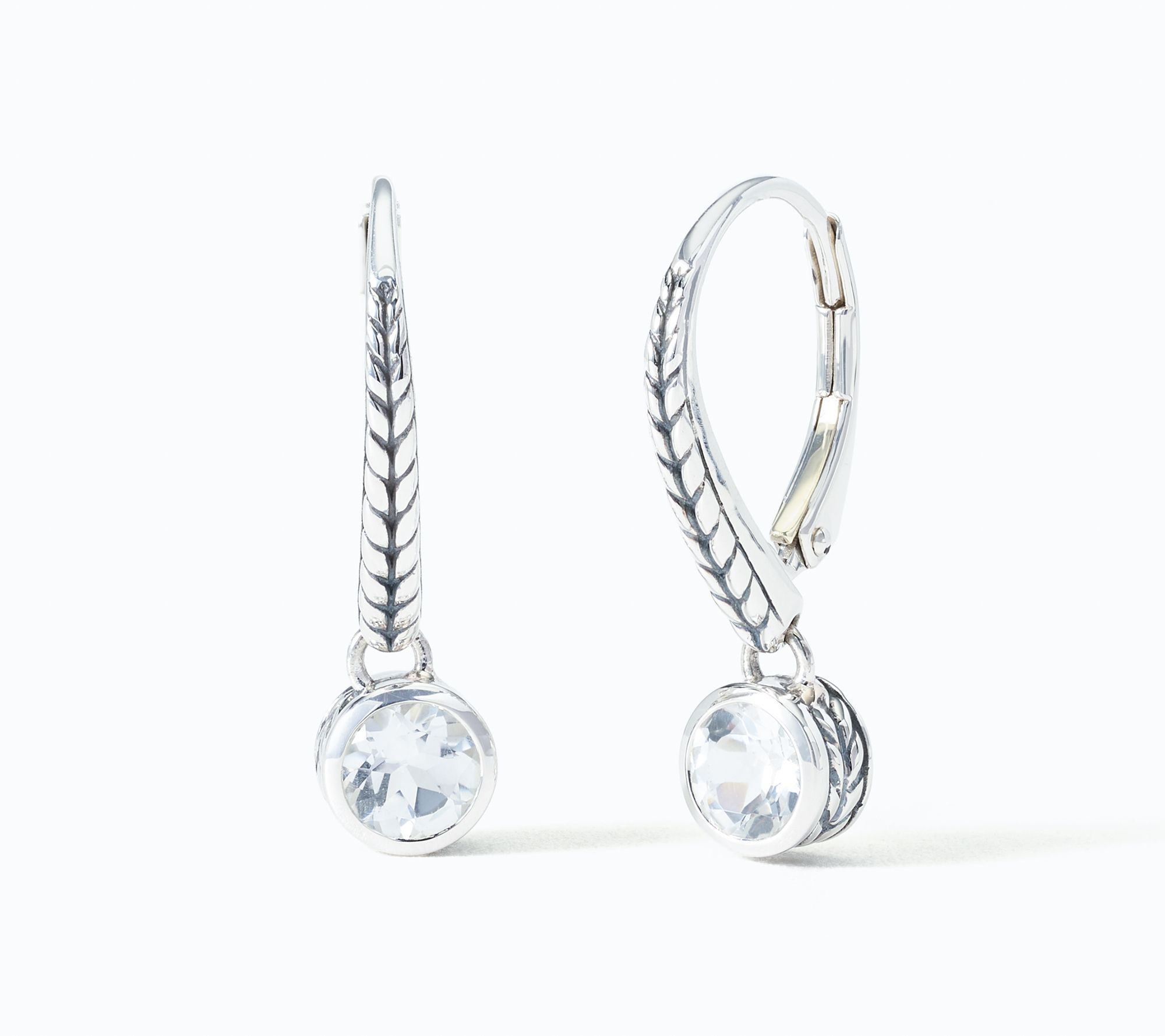 JAI Sterling Silver Bezel Set Gemstone Leverbacks