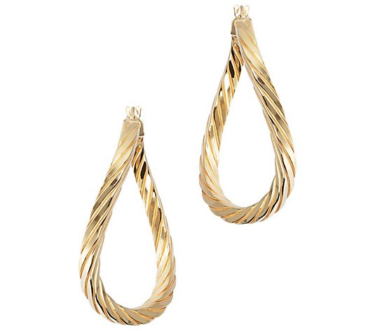 Veronese 18K Gold-Clad 1-1/2" Ribbed Hoop Earrings