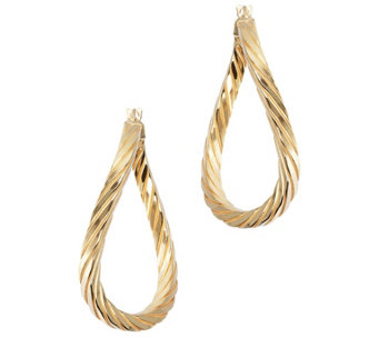 Veronese 18K Gold-Clad 1-1/2" Ribbed Hoop Earrings - J482544