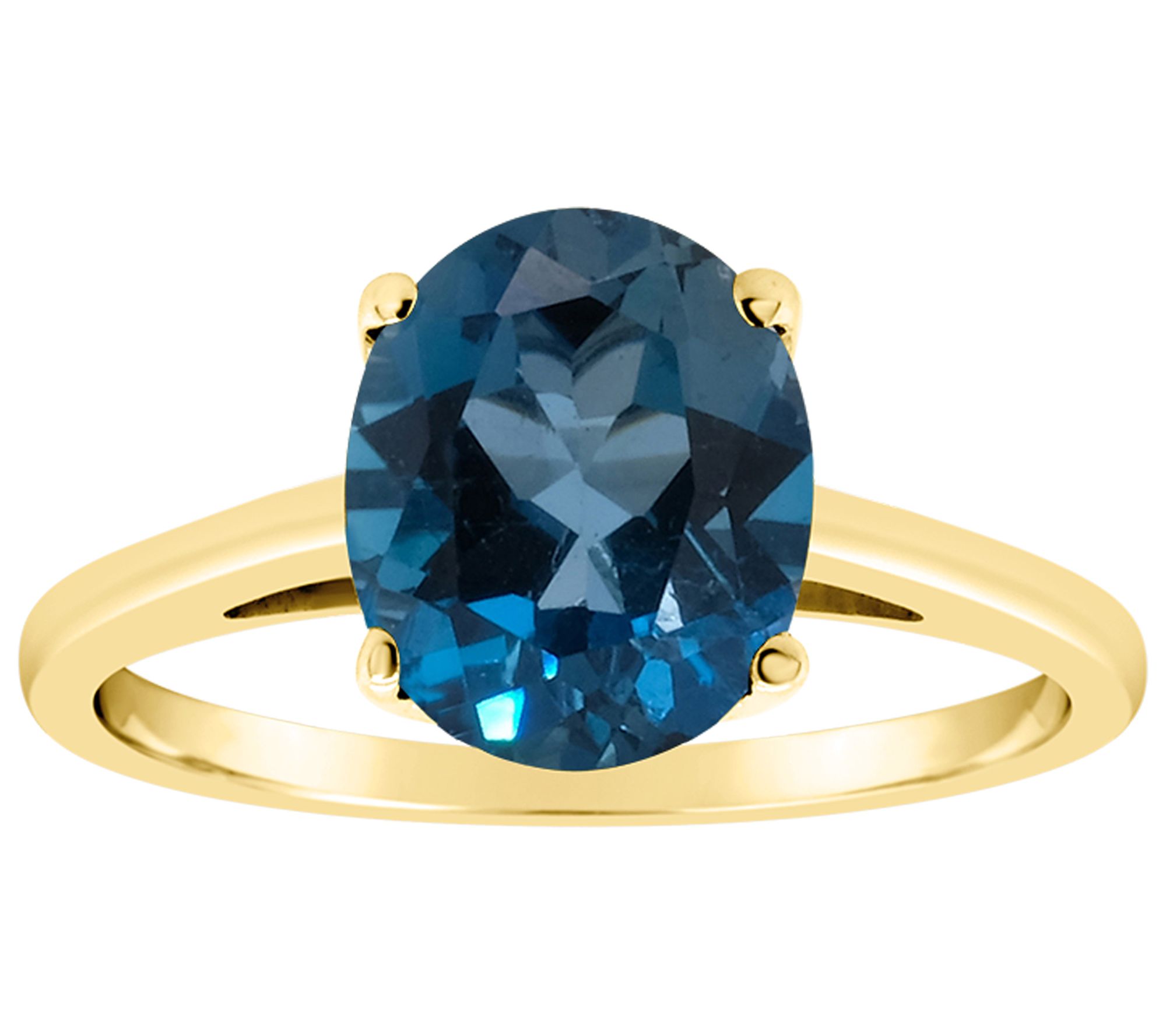 14K Gold 3.20 cttw Oval London Blue Topaz Ring