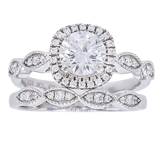Fashion Diamonique CZ Gold Plated Engagement Wedding Bridal 2pc Ring Set 