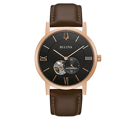 Bulova Men's Automatic Brown Leather Strap Watch