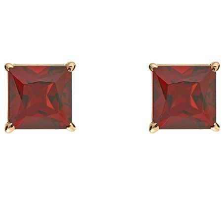 Princess-Cut Gemstone Basket Stud Earrings, 14K