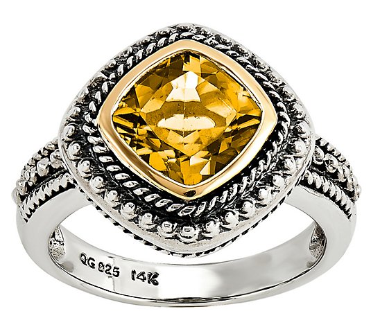 Sterling and 14K Gold Bezel-Set Gemston e Ring