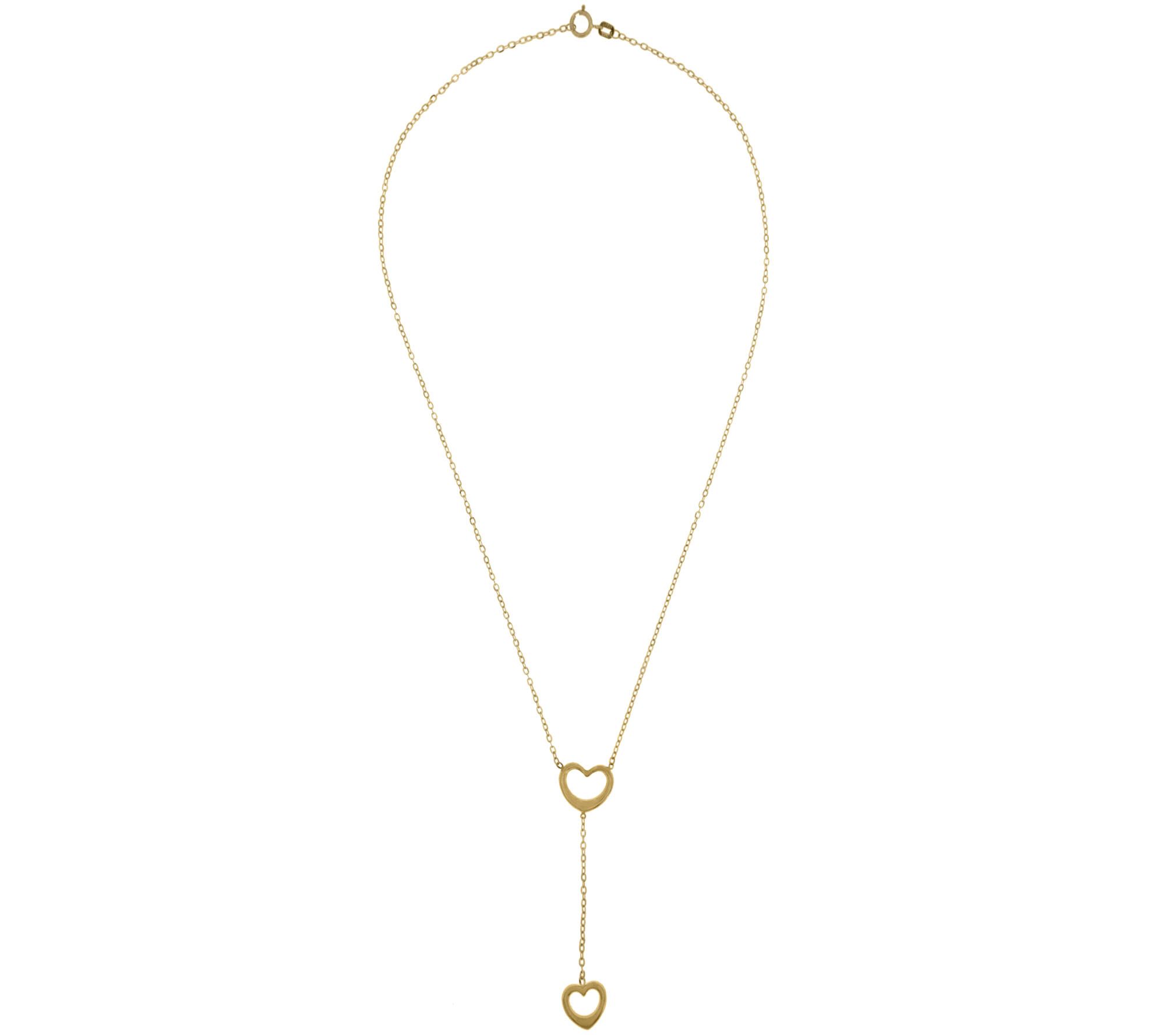 Italian Gold Polished Open Hearts Y-Necklace, 14K - QVC.com
