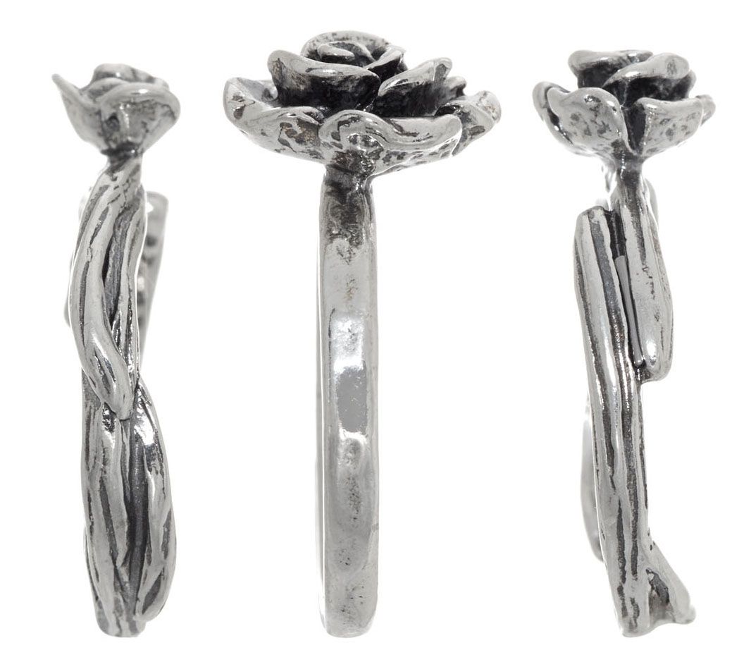 Sterling Silver Set of 3 Rose Stack Rings by Or Paz - QVC.com