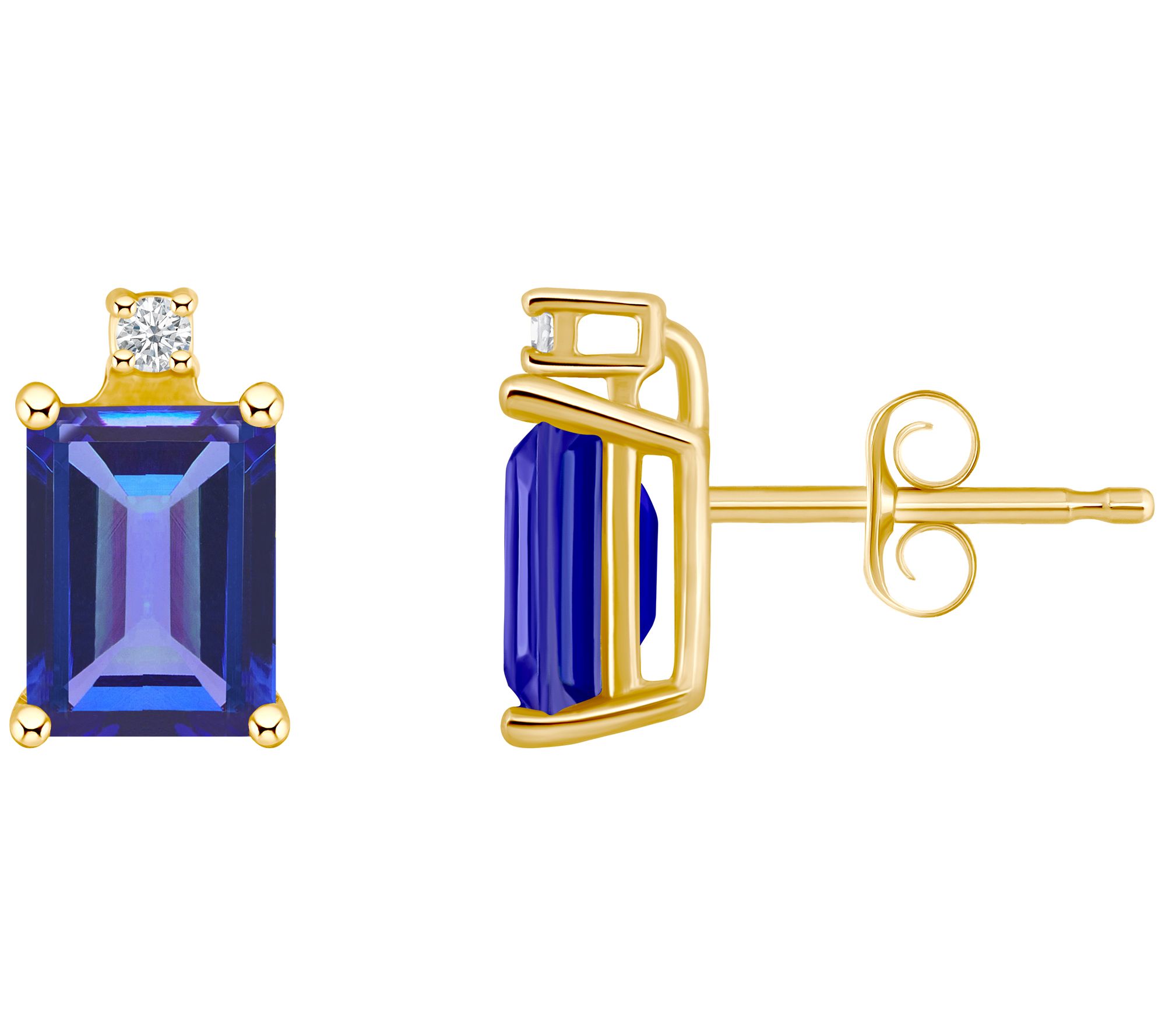 14K Gold 1.20 cttw Tanzanite Diamond Accent Earrings