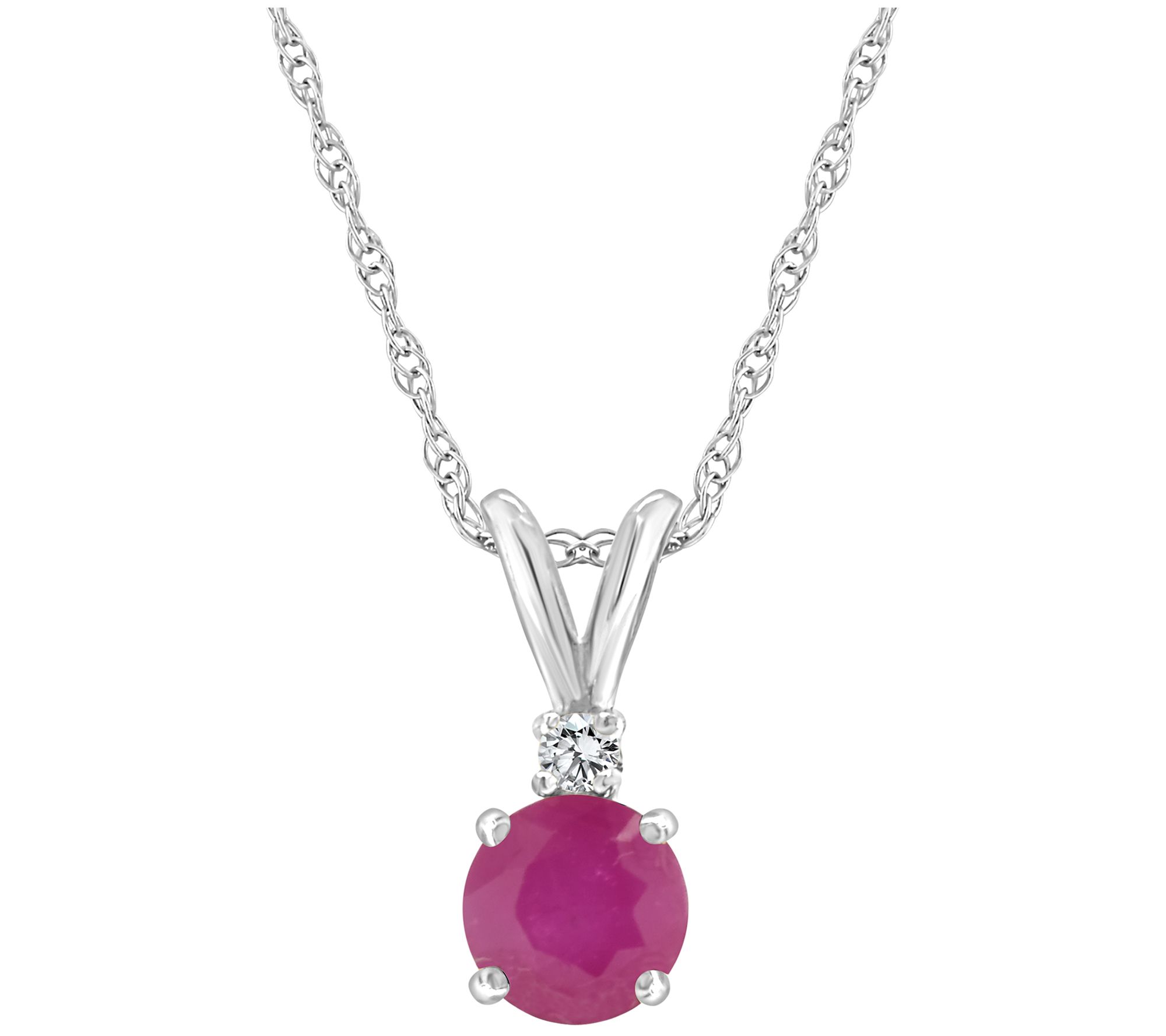14K Gold 0.65 cttw Ruby & Diamond Accent Pendant w/ Chain