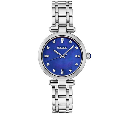 Seiko Women's Stainless Steel Diamond Blue Dial Watch