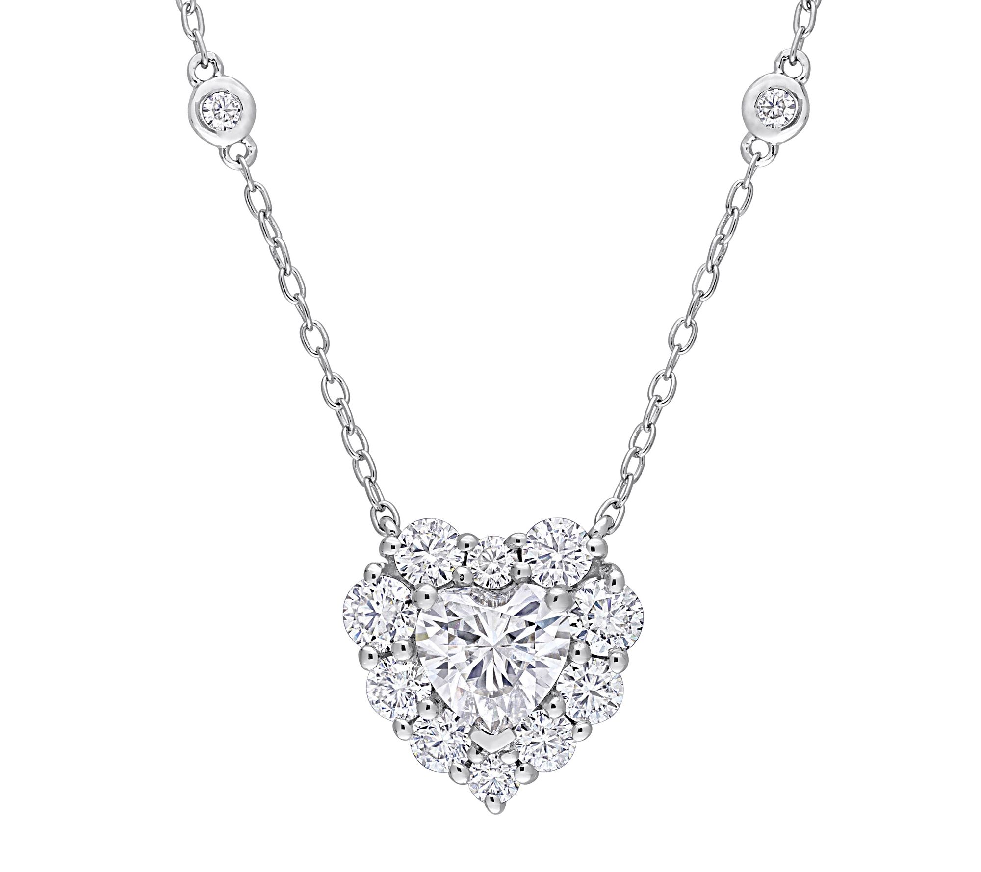 MoissanIce Moissanite 2.10 cttw Heart Pendant w/ Chain