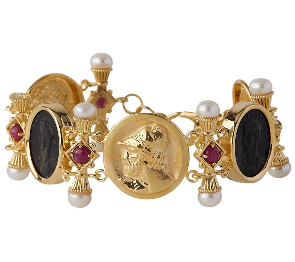 Tagliamonte 18K Plated Sterling Onyx Multi-Cameo Bracelet