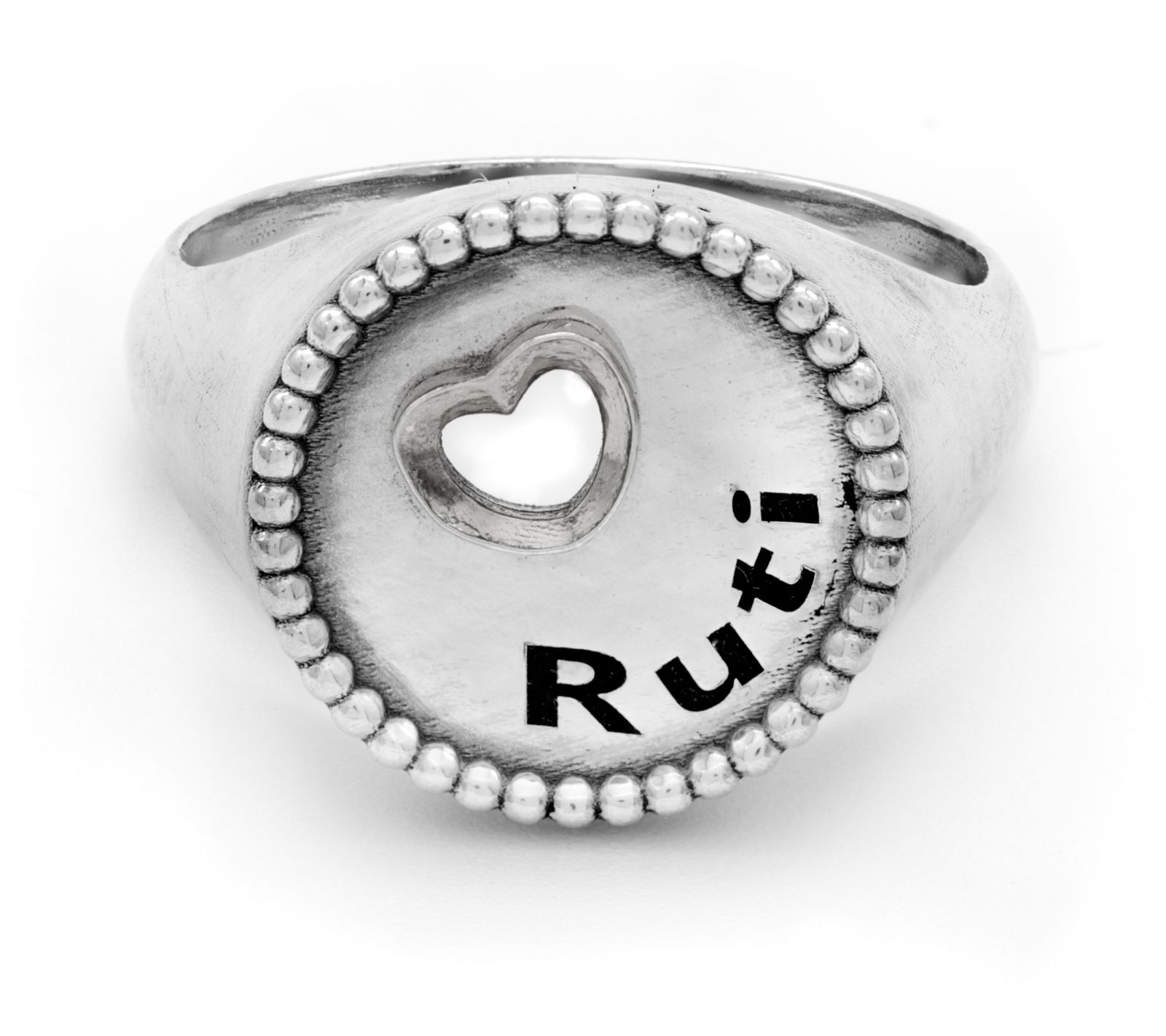 Or Paz Sterling Silver Engravable Heart Signet Ring