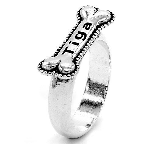 Or Paz Sterling Silver Personalized Dog Bone R ing