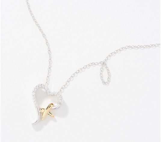 Diamonique x Udi Love Plus Signature Heart Pendant 18" Necklace