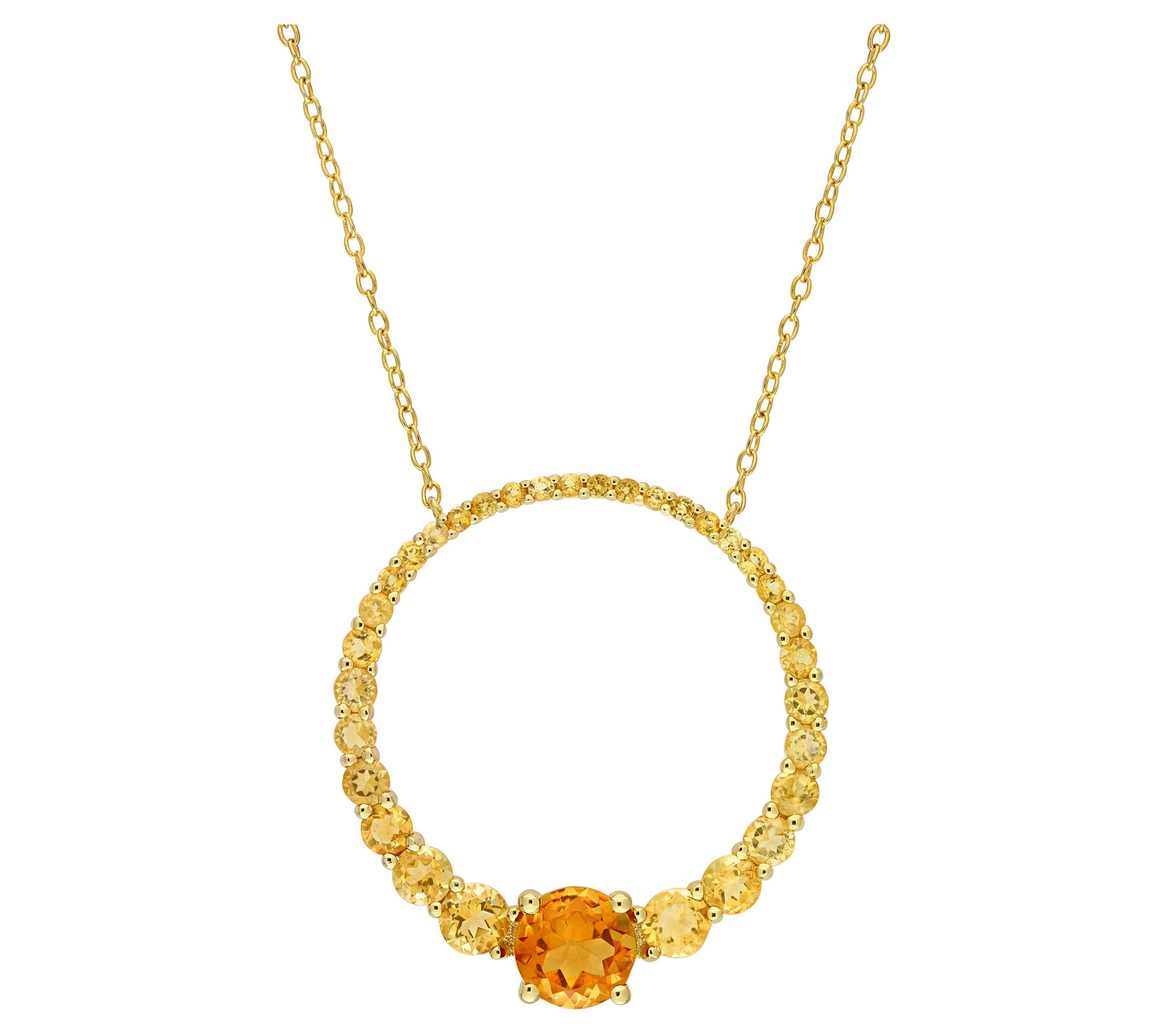 Affinity Gems Citrine Circle Necklace, 18K Gold Plated