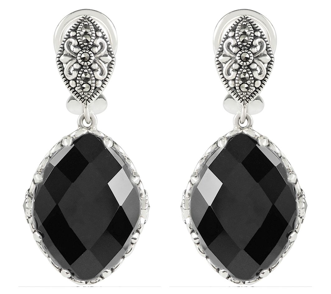 Suspicion Sterling Gemstone & Marcasite DangleEarrings