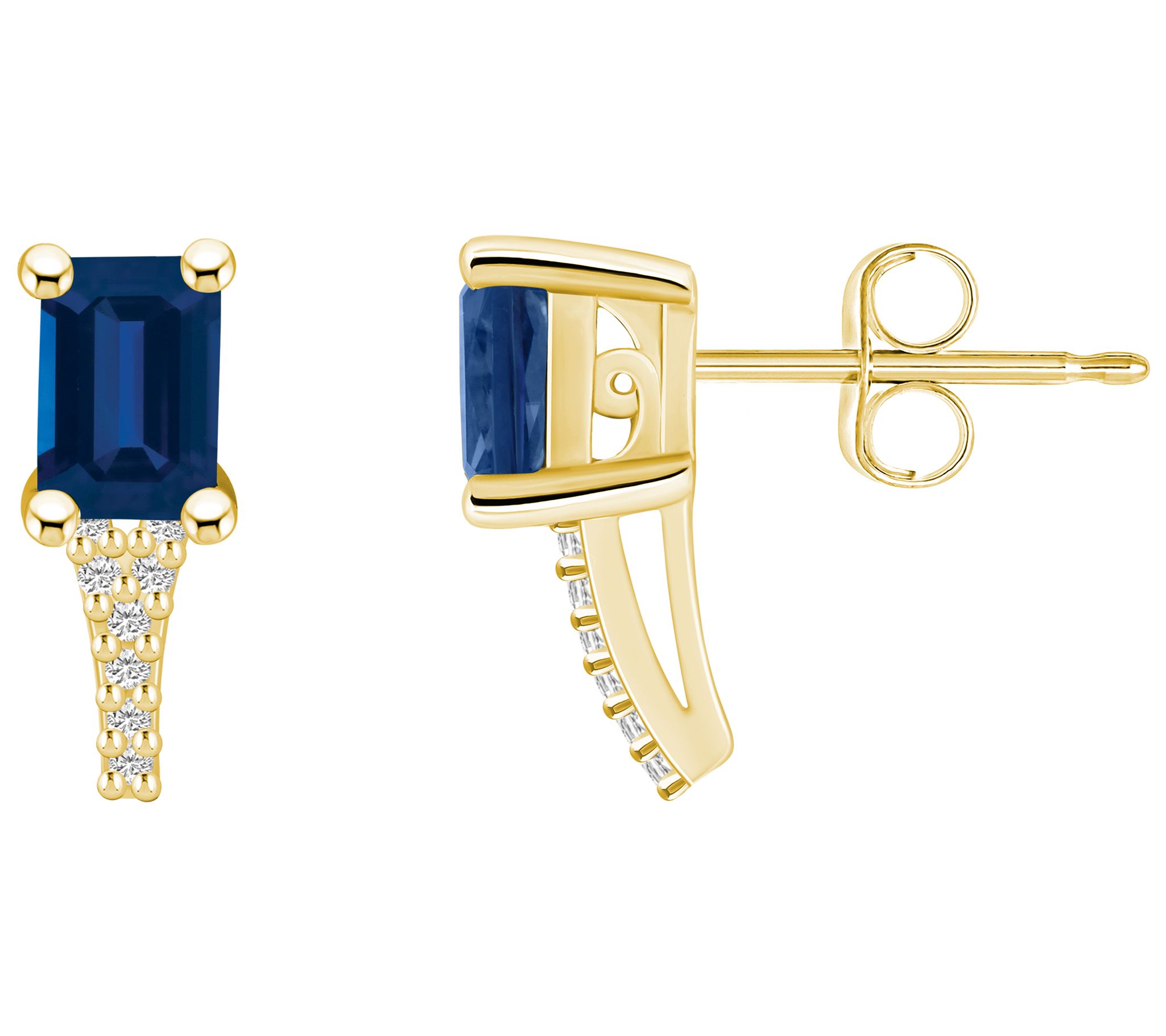 Affinity Gems 14k Gold Emerald Gemstone DiamondAccent Studs