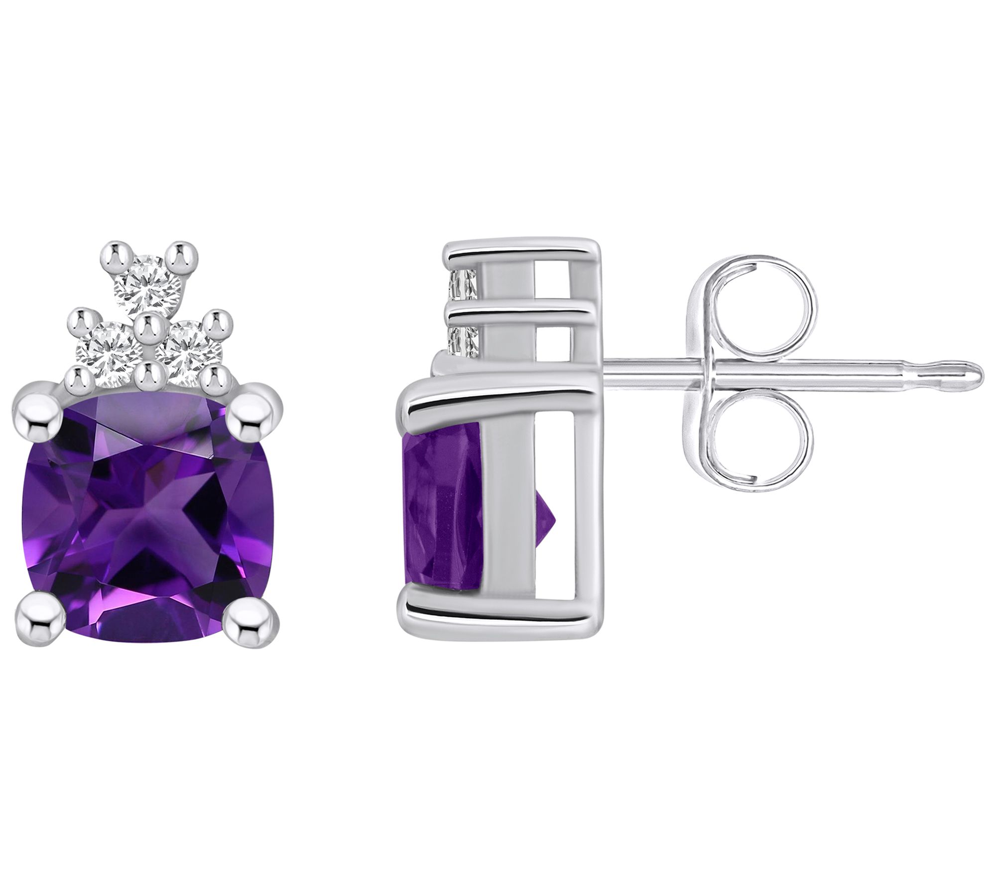 Affinity Gems Cushion Gemstone & Diamond Stud Earrings, 14K