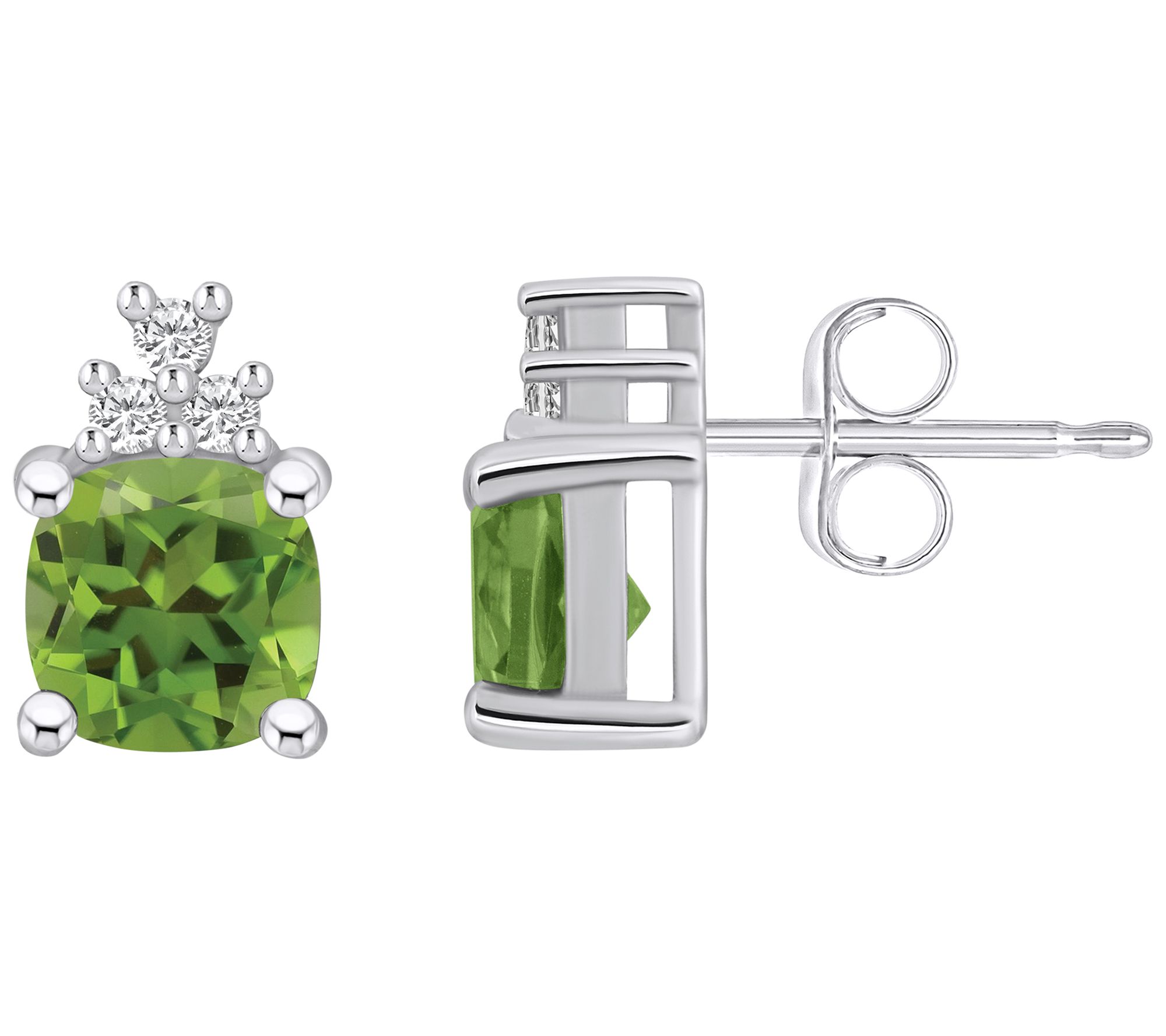 Affinity Gems Cushion Gemstone & Diamond Stud Earrings, 14K