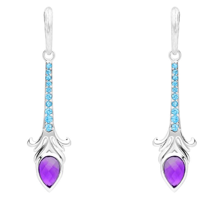 Ariva Sterling Silver Amethyst & Blue Topaz Earrings