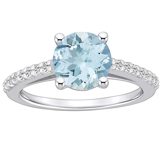 Affinity Gems Aquamarine & Diamond Ring, 14K White Gold